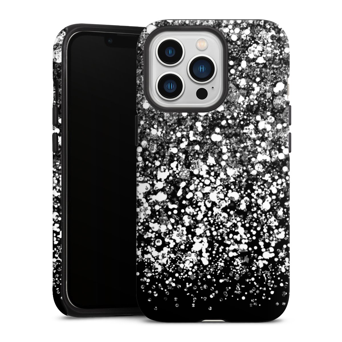 iPhone 13 Pro Handy Panzer Handyhülle robuste Outdoor Hülle Schutzhülle matt Glitzer Snowflake Muster Tough Case