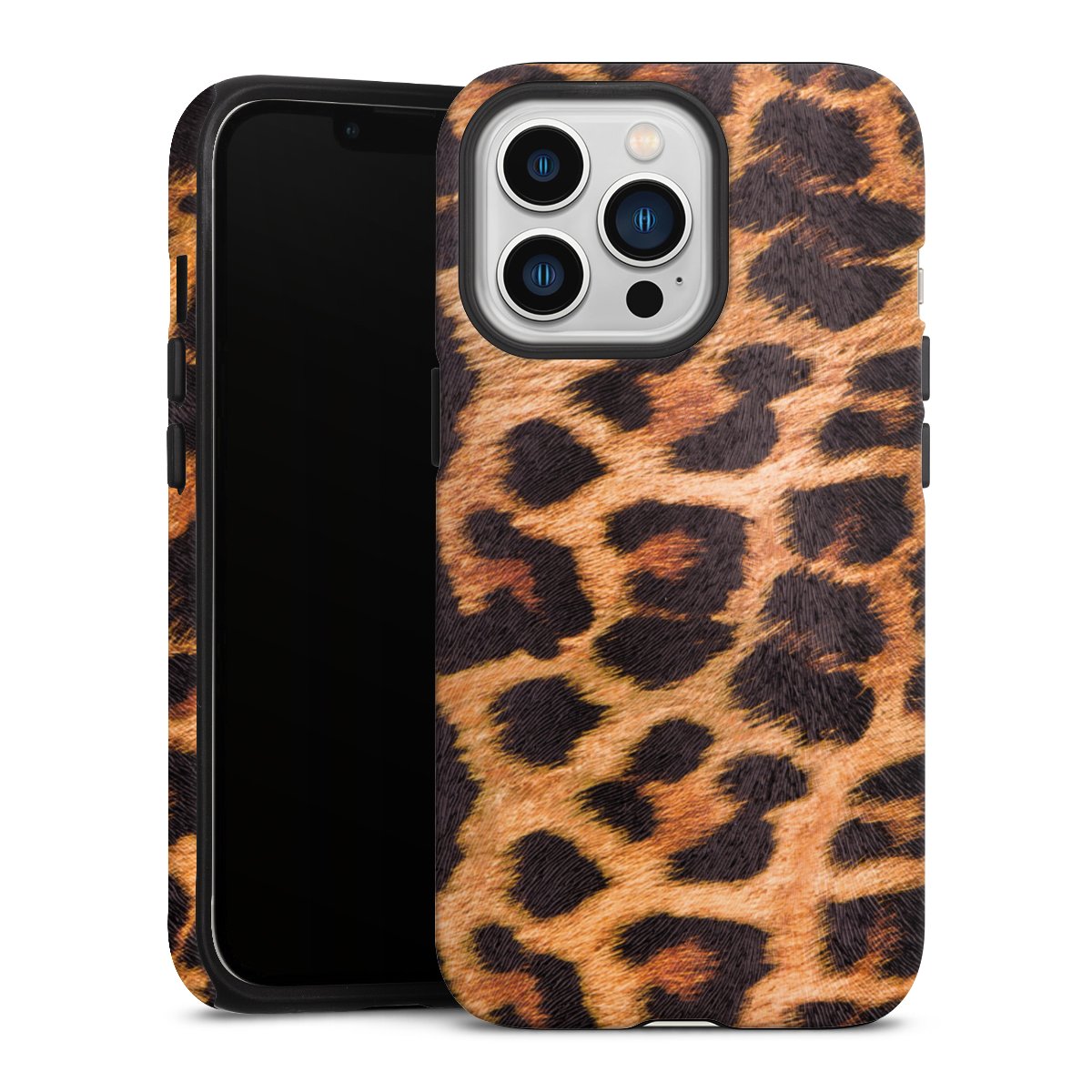 iPhone 13 Pro Handy Panzer Handyhülle robuste Outdoor Hülle Schutzhülle matt Animal Print Leopard Fur Tough Case