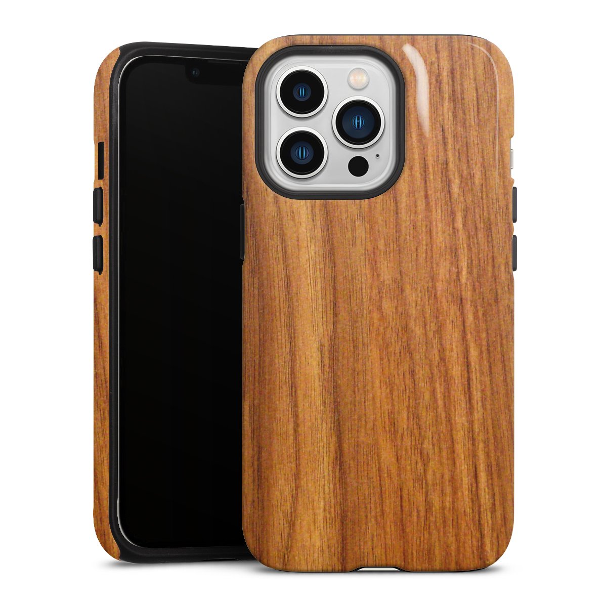 iPhone 13 Pro Handy Panzer Handyhülle robuste Outdoor Hülle Schutzhülle glänzend Wood Larch Wooden Look Tough Case