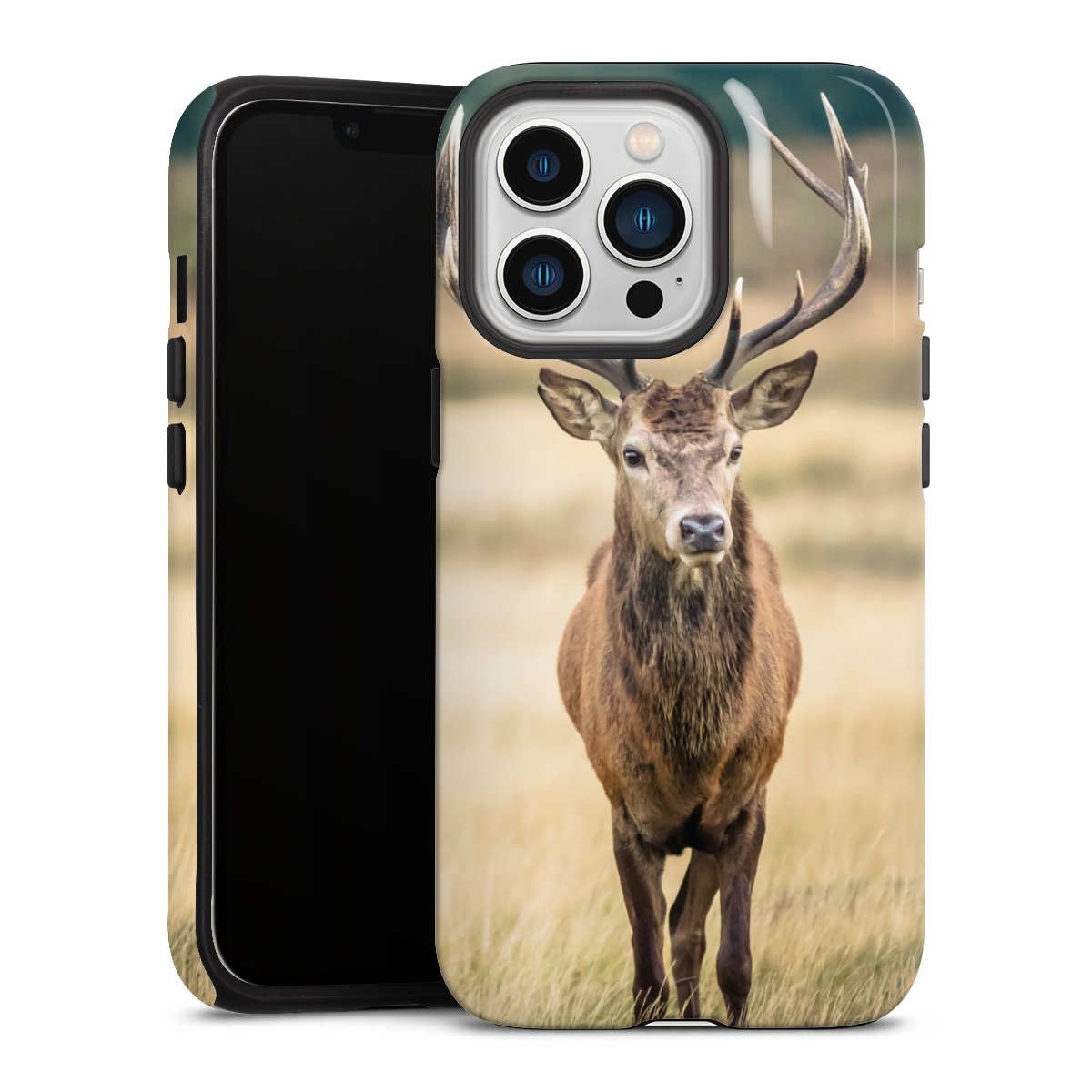 iPhone 13 Pro Handy Panzer Handyhülle robuste Outdoor Hülle Schutzhülle glänzend Deer Meadow Forrest Tough Case