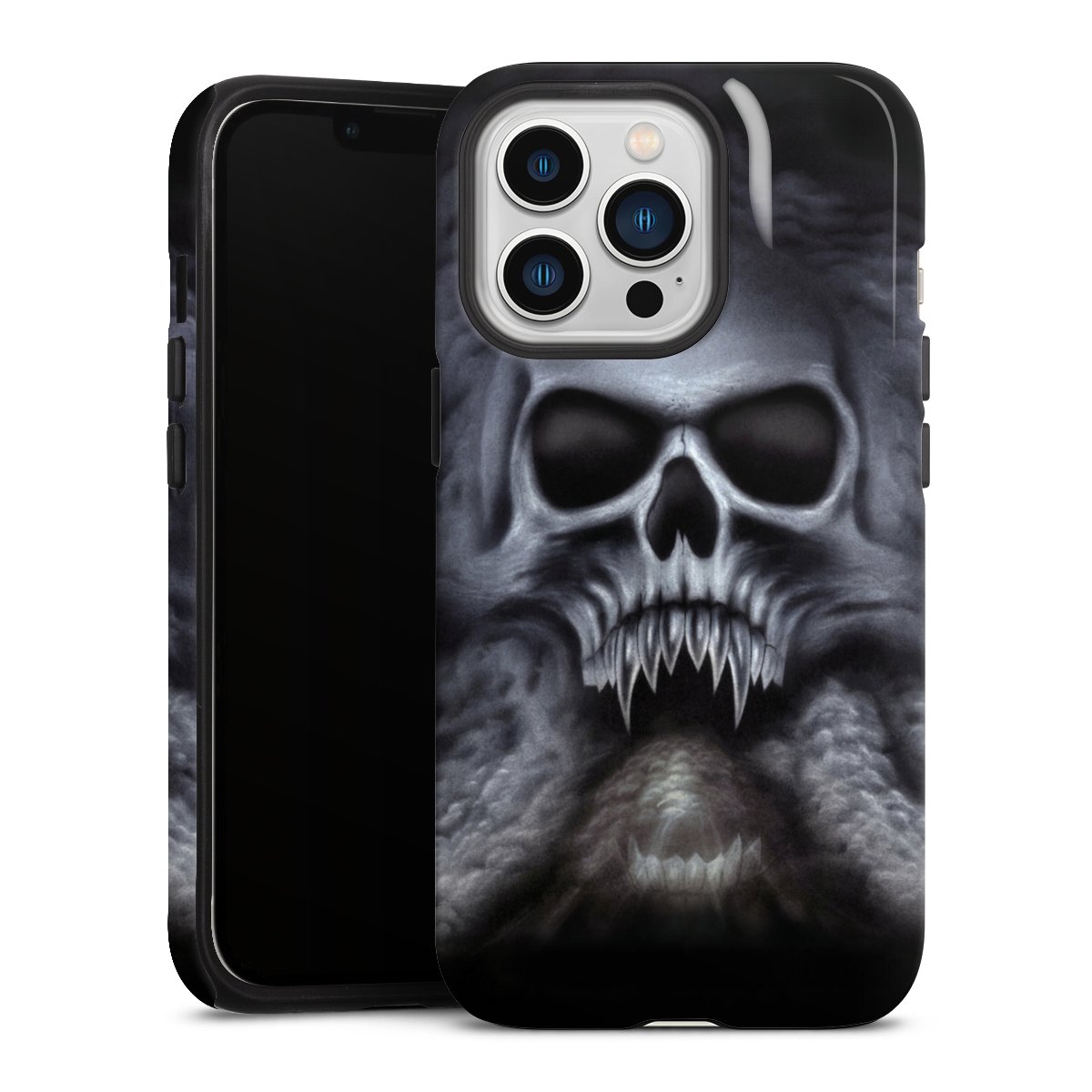 iPhone 13 Pro Handy Panzer Handyhülle robuste Outdoor Hülle Schutzhülle glänzend Totenkopf Skull Tough Case