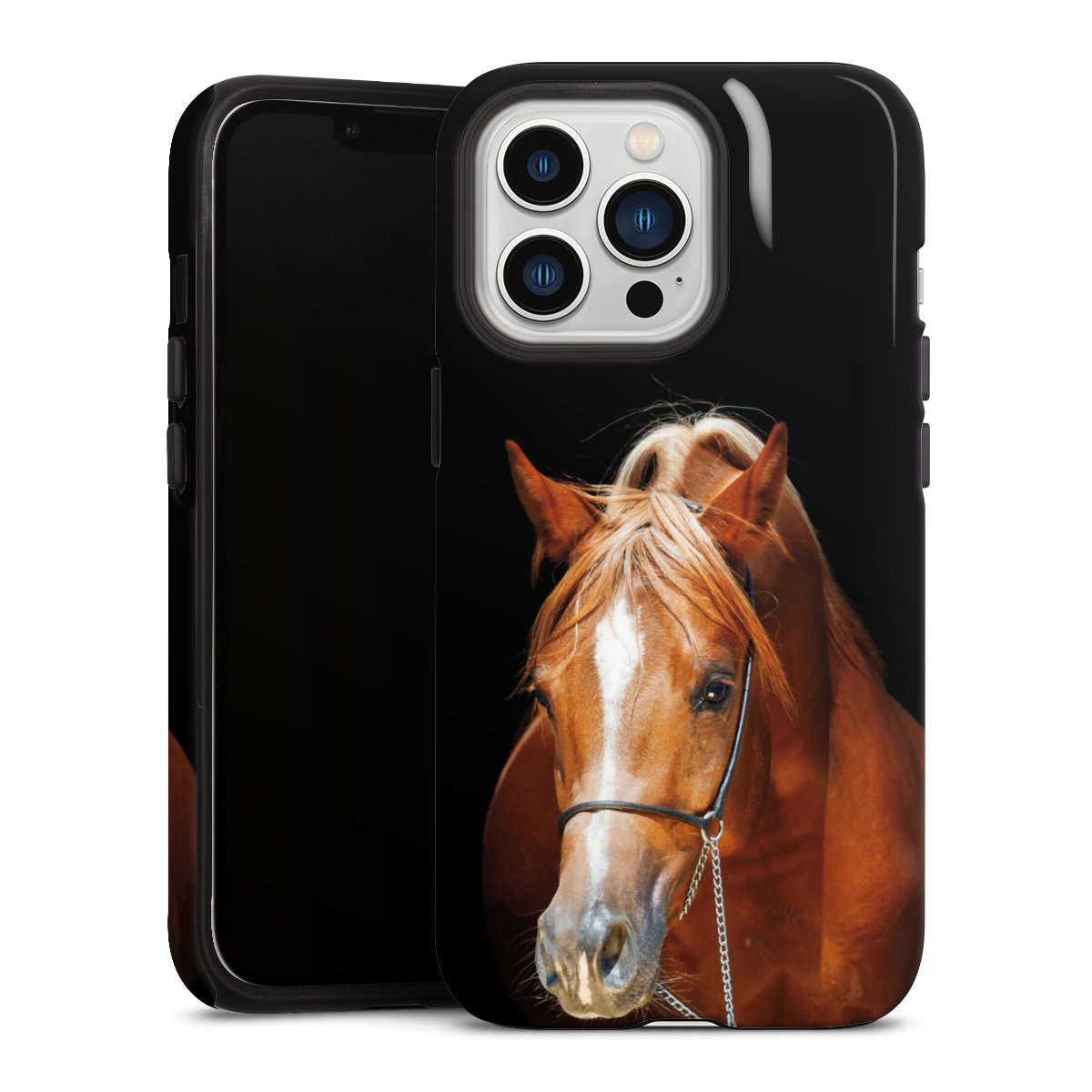 iPhone 13 Pro Handy Panzer Handyhülle robuste Outdoor Hülle Schutzhülle glänzend Mare Horse Hobby Tough Case