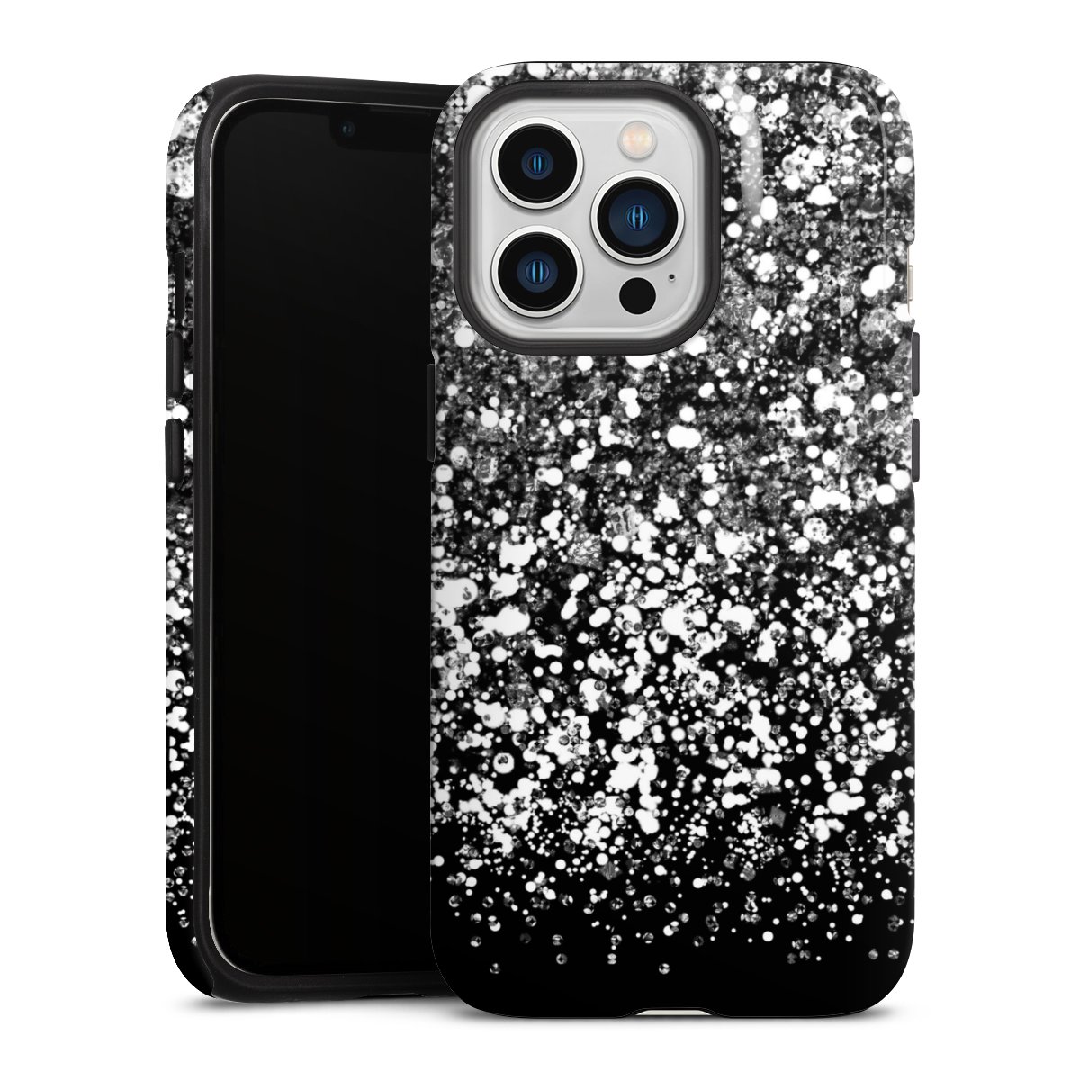 iPhone 13 Pro Handy Panzer Handyhülle robuste Outdoor Hülle Schutzhülle glänzend Glitzer Snowflake Muster Tough Case