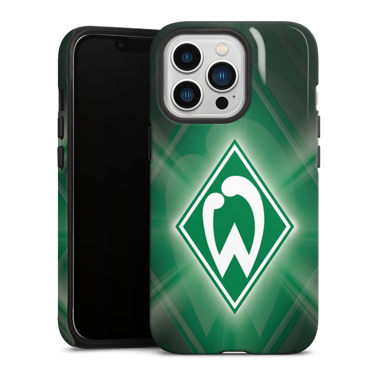 iPhone 13 Pro Handy Panzer Handyhülle robuste Outdoor Hülle Schutzhülle glänzend Sv Werder Bremen Official Licensed Product Coat Of Arms Tough Case