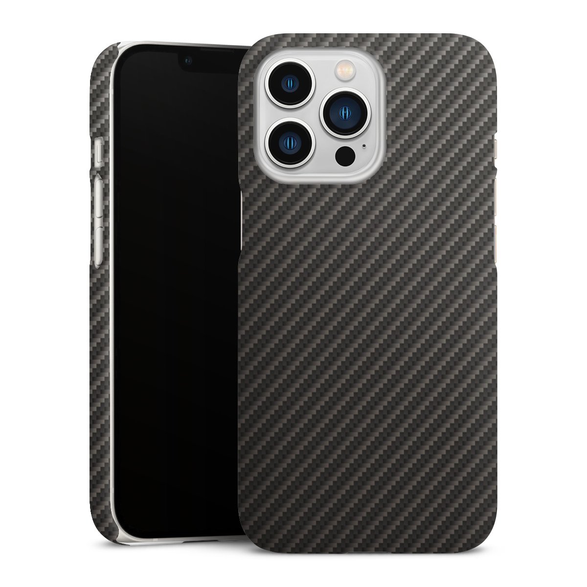 iPhone 13 Pro Handy Premium Case Smartphone Handyhülle Schutzhülle matt Metallic Look Carbon Muster Premium Case