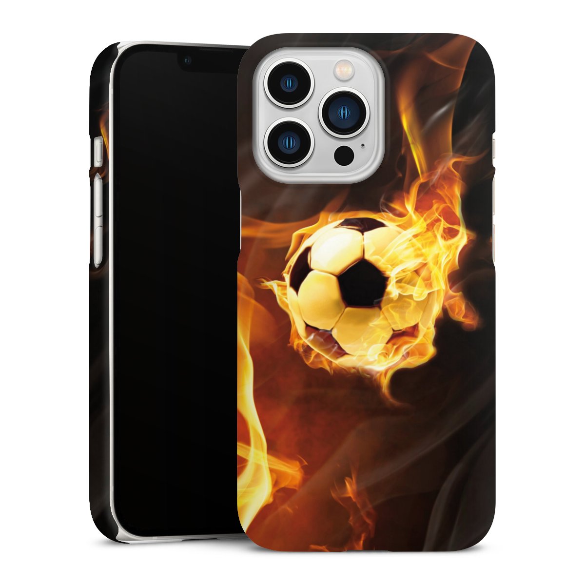 iPhone 13 Pro Handy Premium Case Smartphone Handyhülle Schutzhülle matt Ball Fire Soccer Premium Case