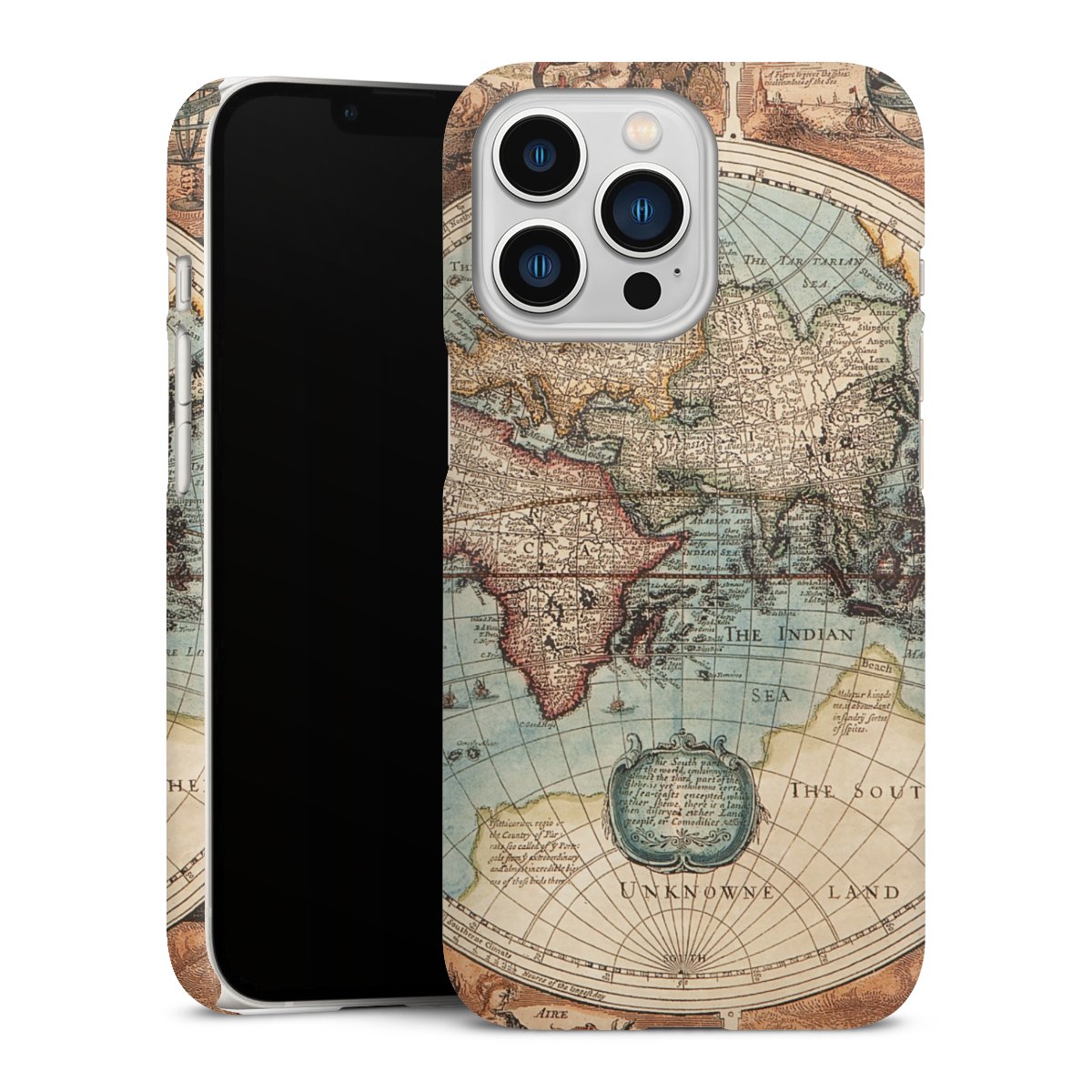 iPhone 13 Pro Handy Premium Case Smartphone Handyhülle Schutzhülle matt World Map Vintage Map Premium Case