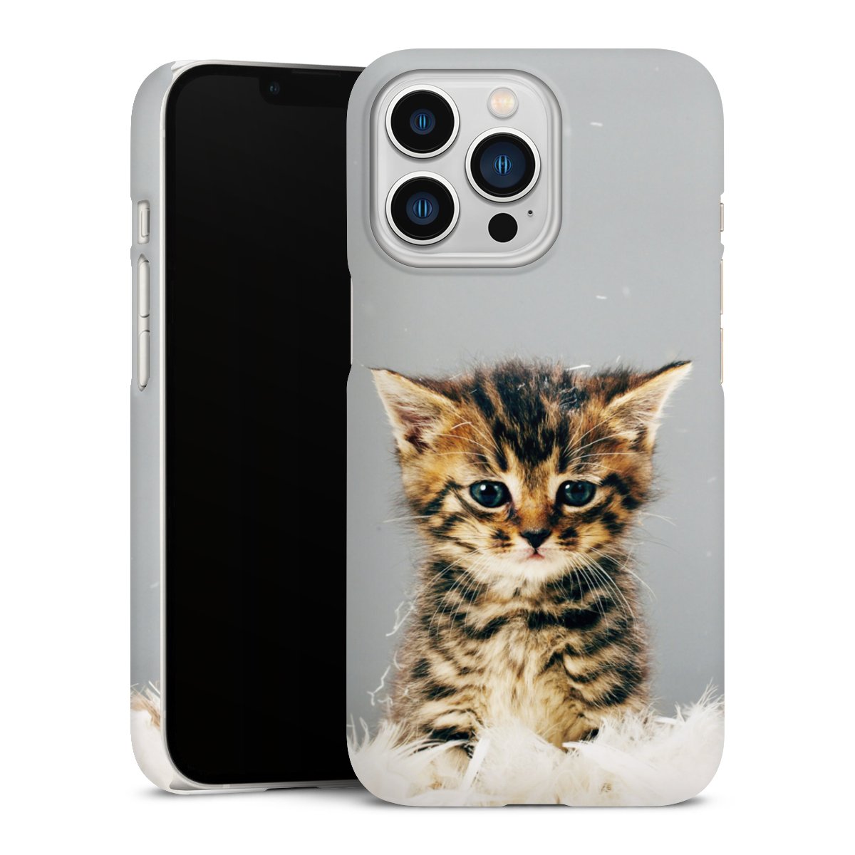 iPhone 13 Pro Handy Premium Case Smartphone Handyhülle Schutzhülle matt Cat Feather Pet Premium Case