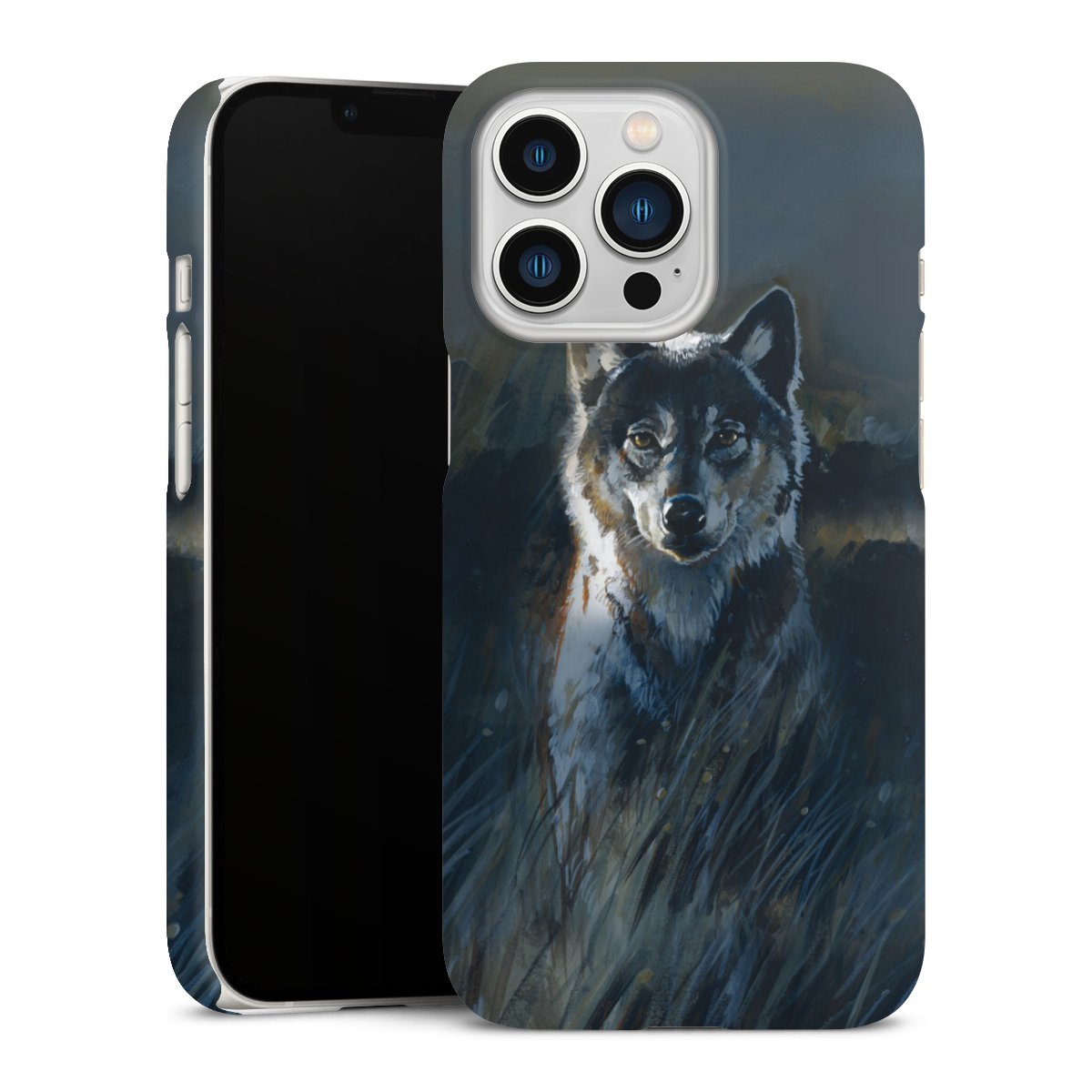 iPhone 13 Pro Handy Premium Case Smartphone Handyhülle Schutzhülle matt Nature Wolf Painting Premium Case