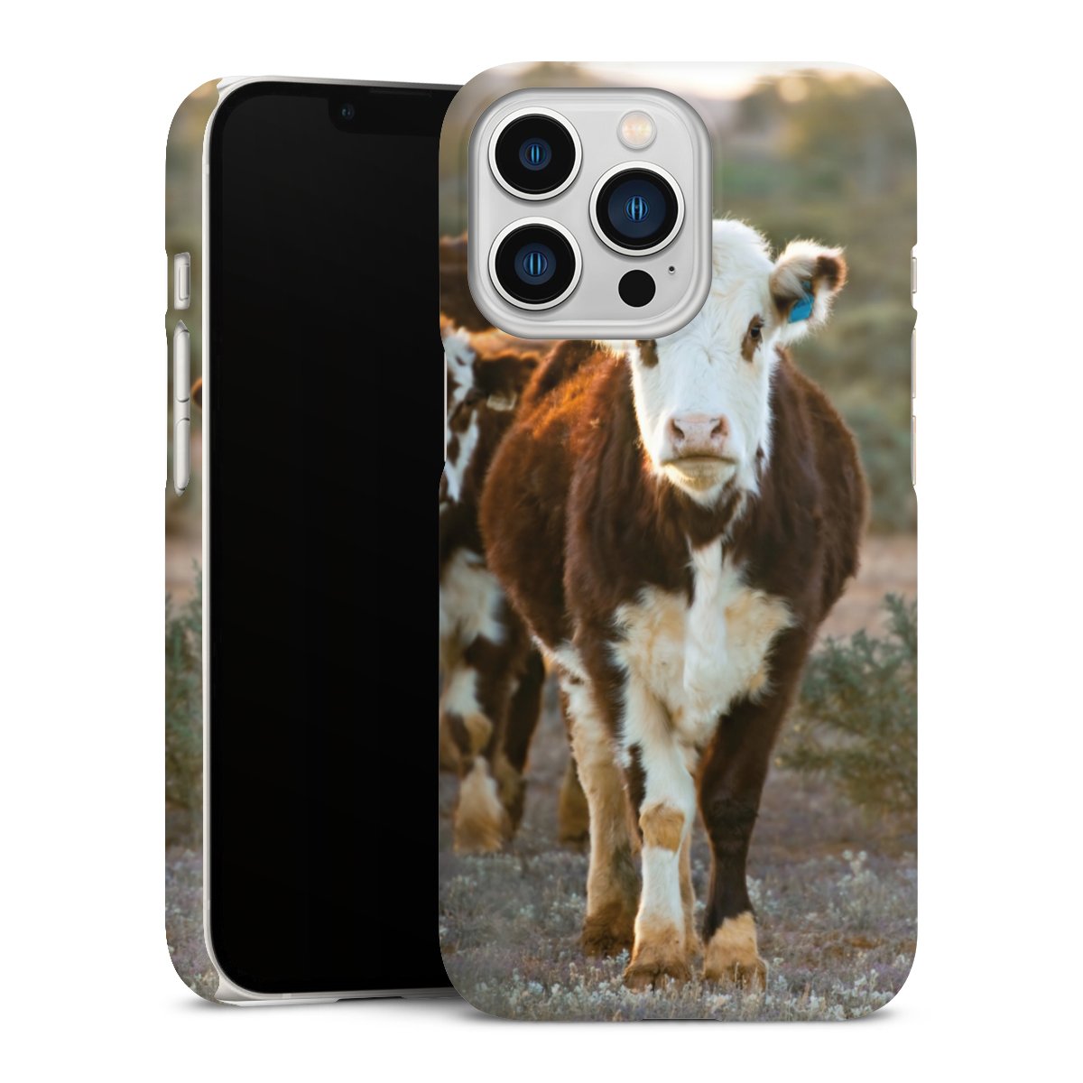 iPhone 13 Pro Handy Premium Case Smartphone Handyhülle Schutzhülle matt Cow Farmer Calf Premium Case