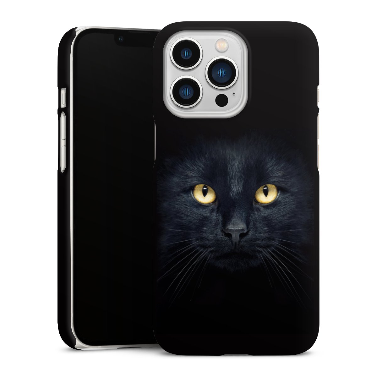 iPhone 13 Pro Handy Premium Case Smartphone Handyhülle Schutzhülle matt Eye Cat Black Premium Case