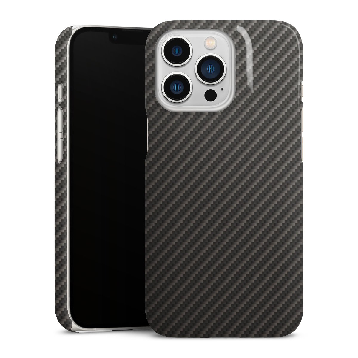 iPhone 13 Pro Handy Premium Case Smartphone Handyhülle Schutzhülle glänzend Metallic Look Carbon Muster Premium Case