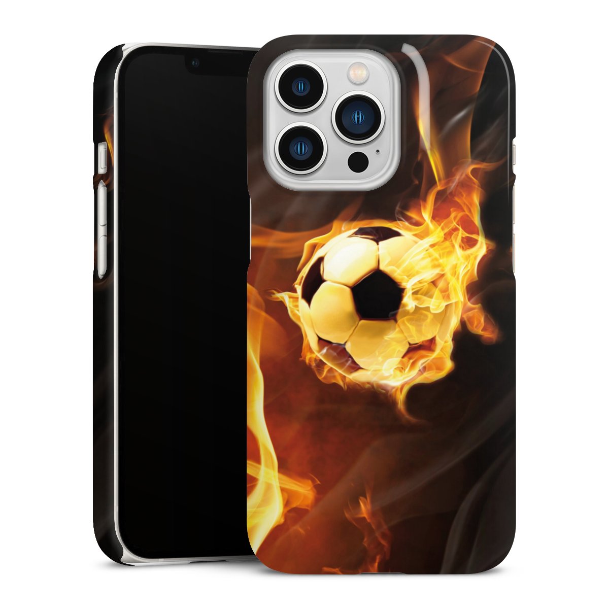 iPhone 13 Pro Handy Premium Case Smartphone Handyhülle Schutzhülle glänzend Ball Fire Soccer Premium Case