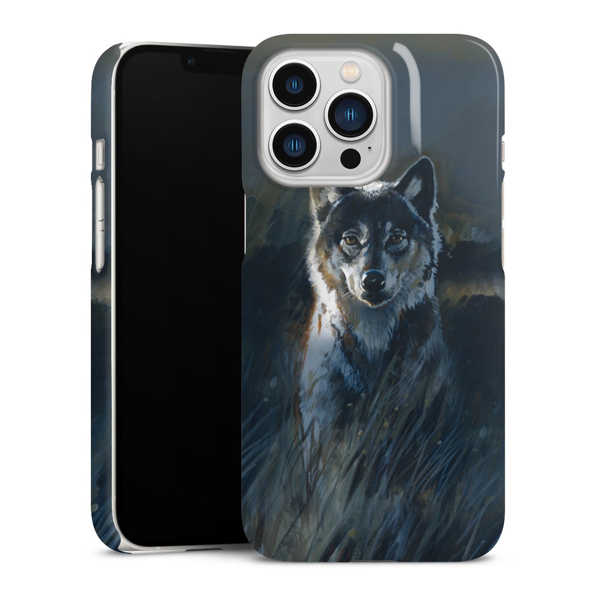 iPhone 13 Pro Handy Premium Case Smartphone Handyhülle Schutzhülle glänzend Nature Wolf Painting Premium Case