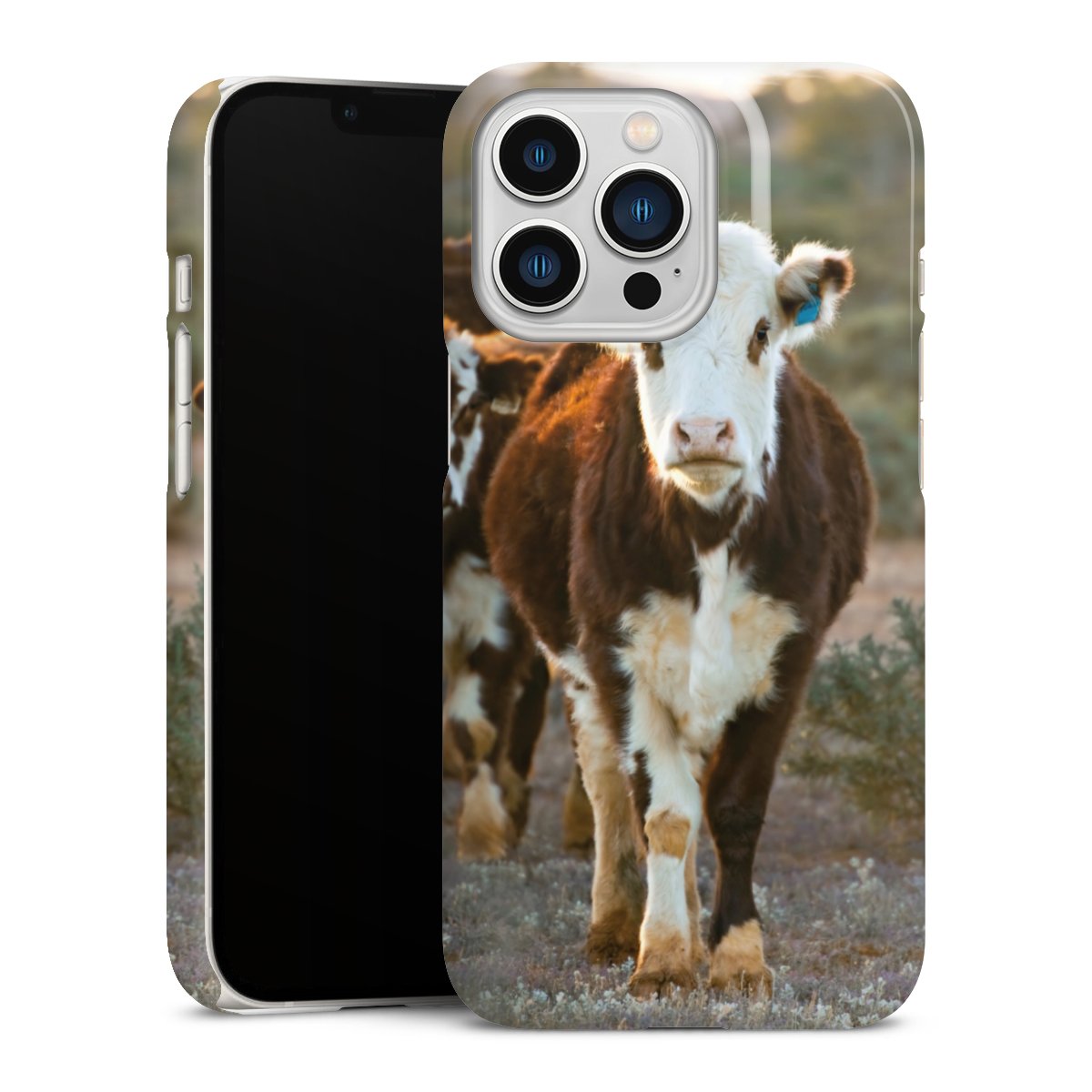 iPhone 13 Pro Handy Premium Case Smartphone Handyhülle Schutzhülle glänzend Cow Farmer Calf Premium Case