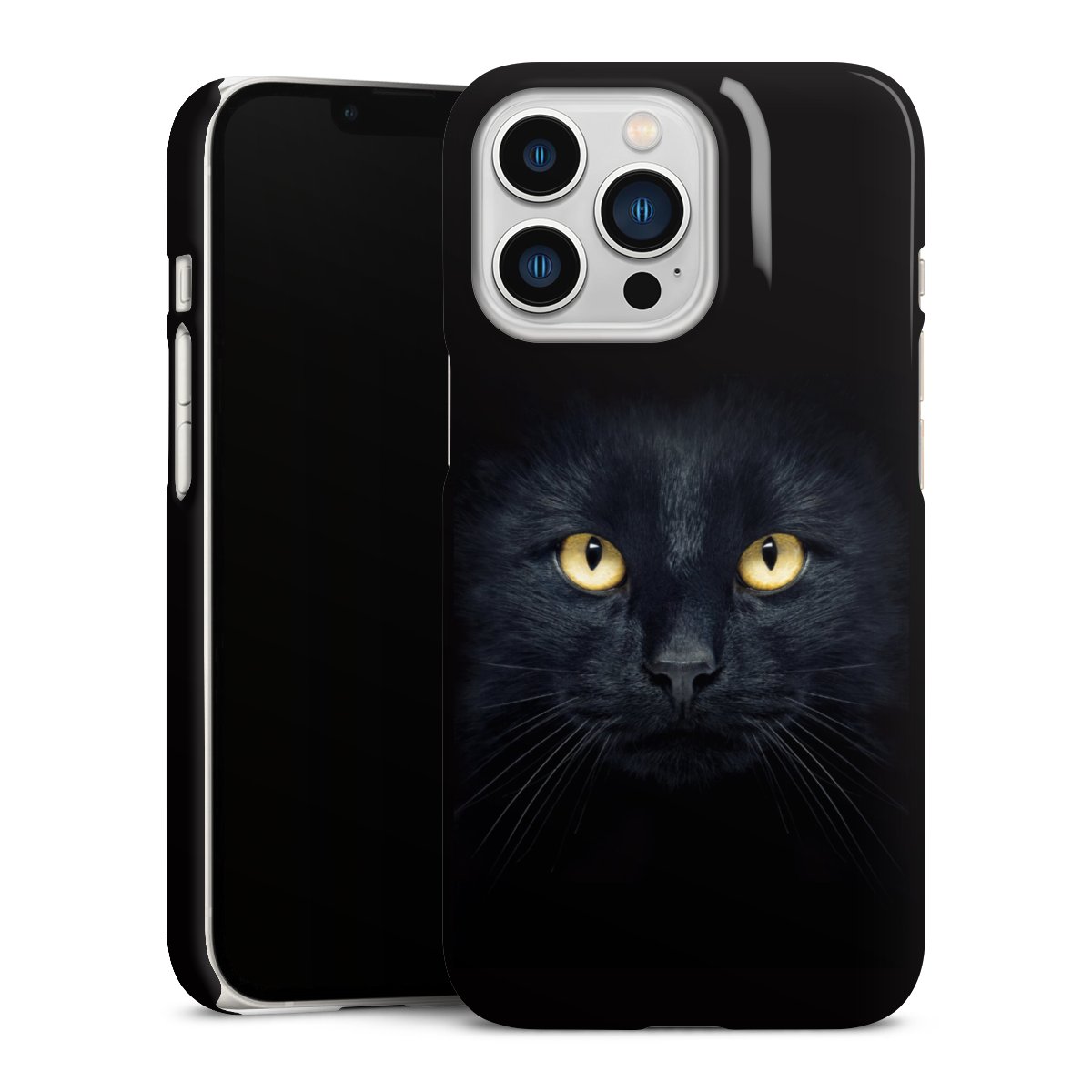 iPhone 13 Pro Handy Premium Case Smartphone Handyhülle Schutzhülle glänzend Eye Cat Black Premium Case