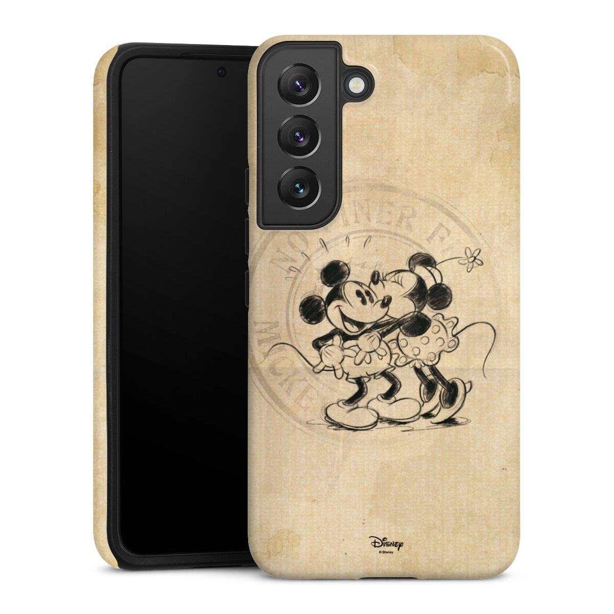 Galaxy S22 Handy Panzer Handyhülle robuste Outdoor Hülle Schutzhülle matt Mickey Mouse Vintage Minnie Mouse Tough Case