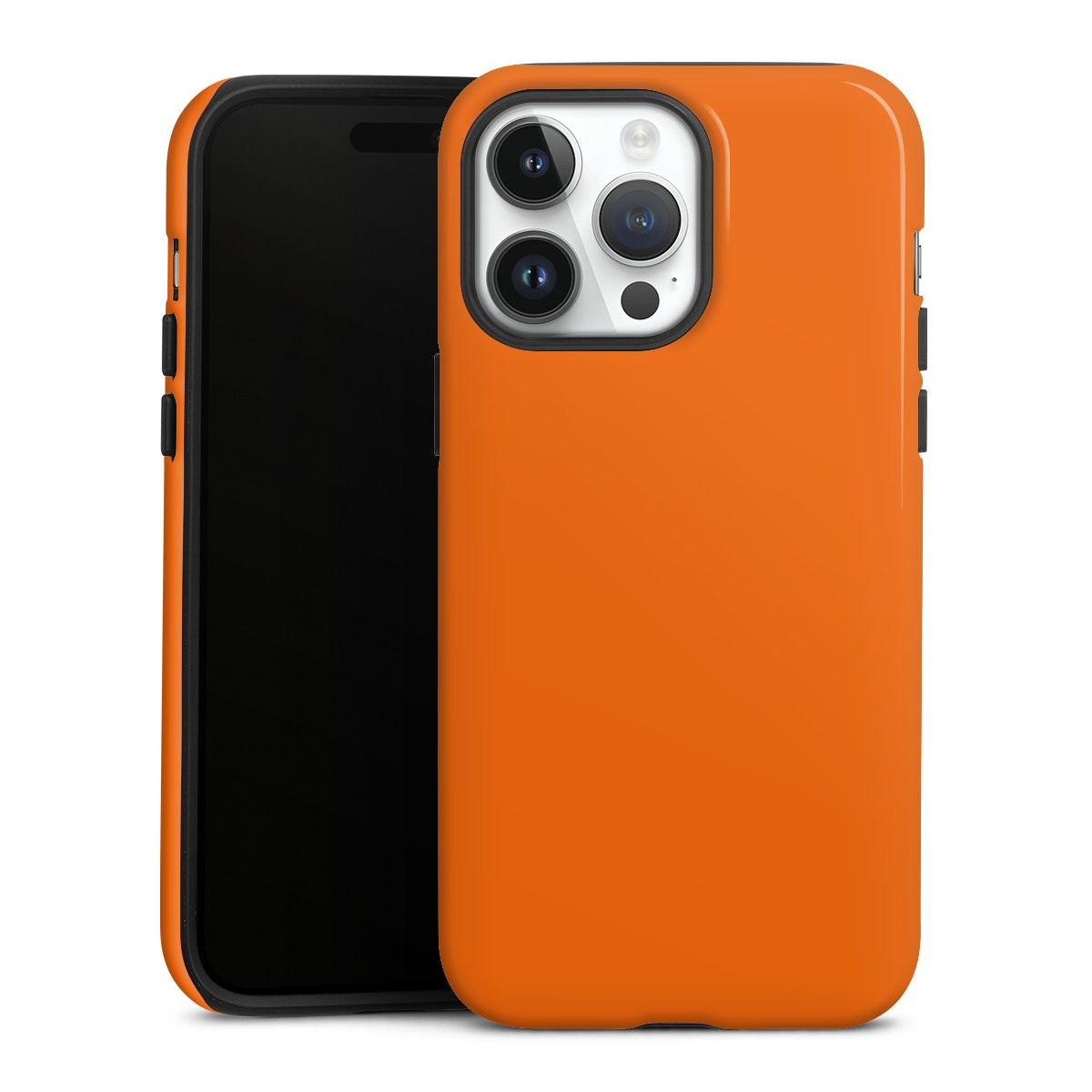 iPhone 14 Pro Max Handy Panzer Handyhülle robuste Outdoor Hülle Schutzhülle glänzend Orange Colour Unicoloured Tough Case