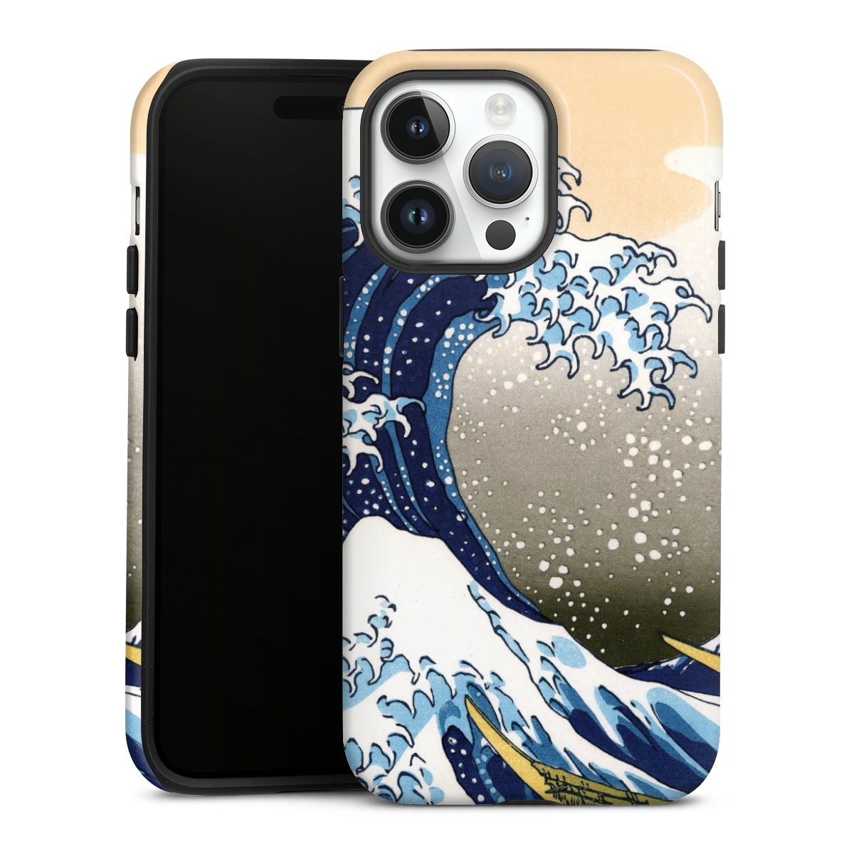 iPhone 14 Pro Max Handy Panzer Handyhülle robuste Outdoor Hülle Schutzhülle glänzend Kunst Katsushika Hokusai Die Große Welle Vor Kanagawa Tough Case