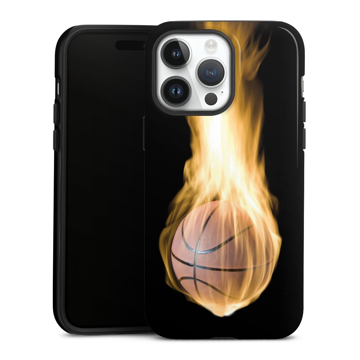 iPhone 14 Pro Max Handy Panzer Handyhülle robuste Outdoor Hülle Schutzhülle glänzend Basketball Sports Fire Tough Case