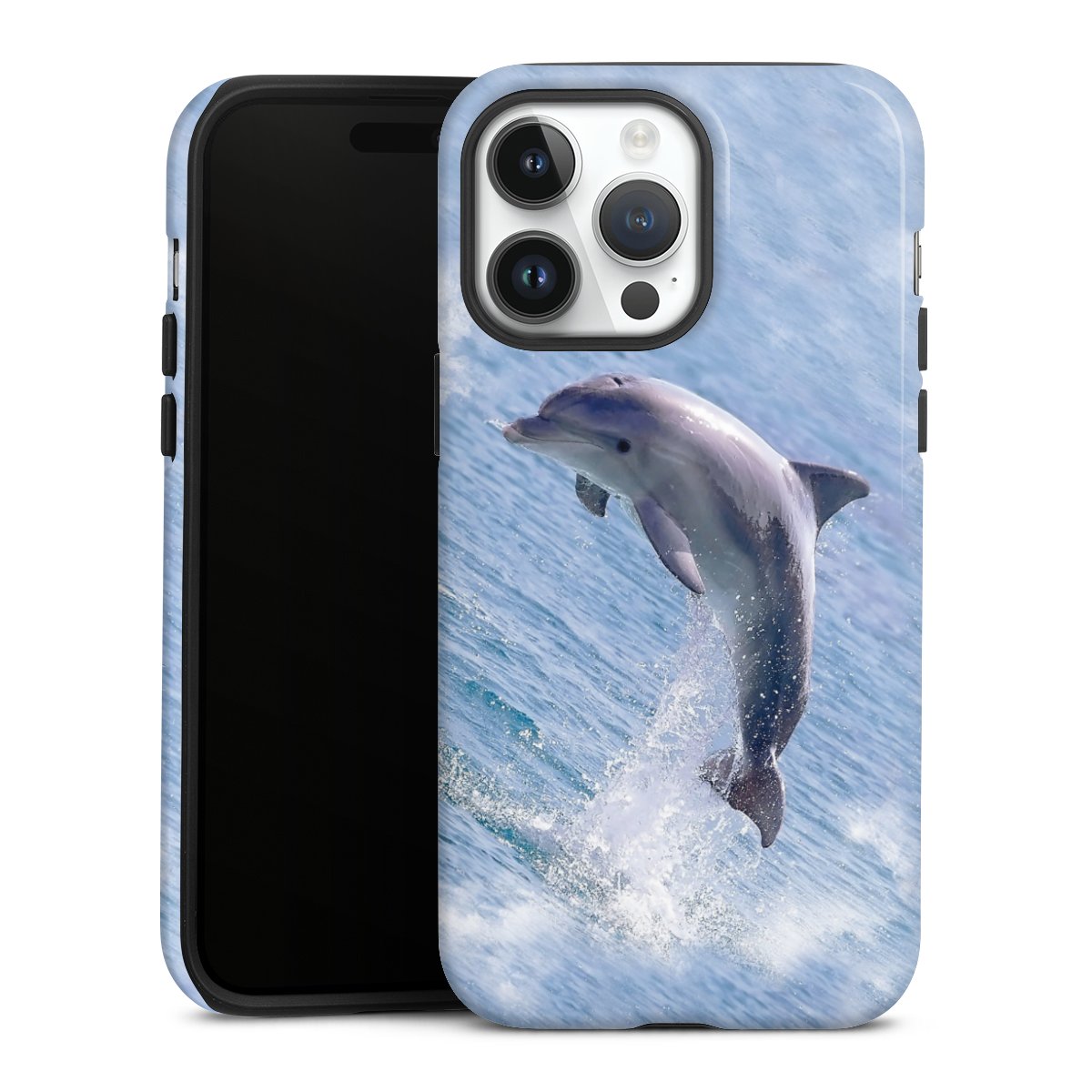 iPhone 14 Pro Max Handy Panzer Handyhülle robuste Outdoor Hülle Schutzhülle glänzend Dolphin Ocean Wale Tough Case