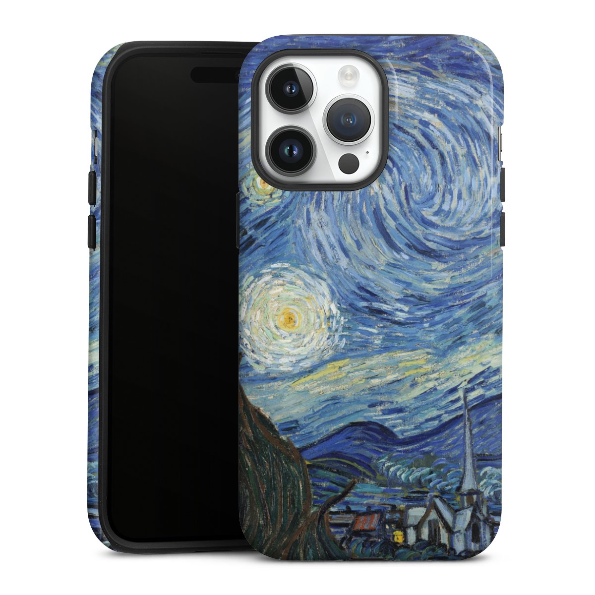 iPhone 14 Pro Max Handy Panzer Handyhülle robuste Outdoor Hülle Schutzhülle glänzend The Starry Night Kunst Vincent Van Gogh Tough Case