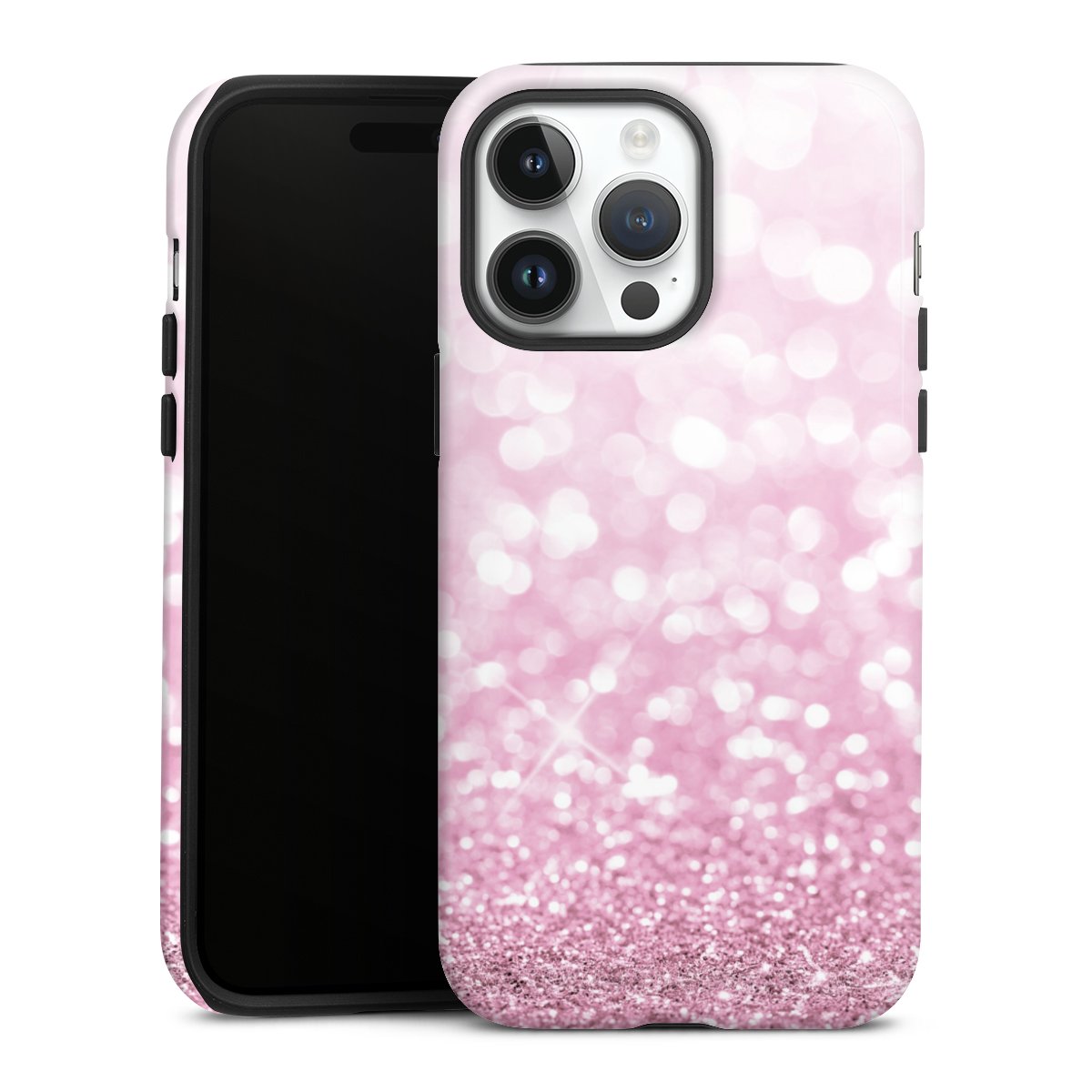 iPhone 14 Pro Max Handy Panzer Handyhülle robuste Outdoor Hülle Schutzhülle glänzend Glitzer Pink Shine Tough Case