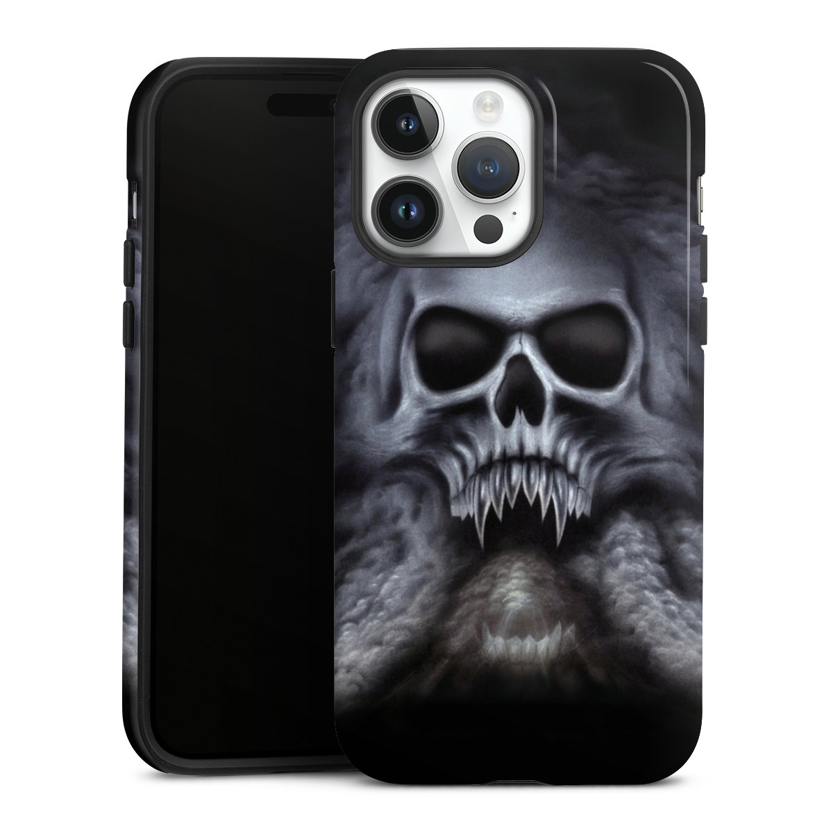 iPhone 14 Pro Max Handy Panzer Handyhülle robuste Outdoor Hülle Schutzhülle glänzend Totenkopf Skull Tough Case