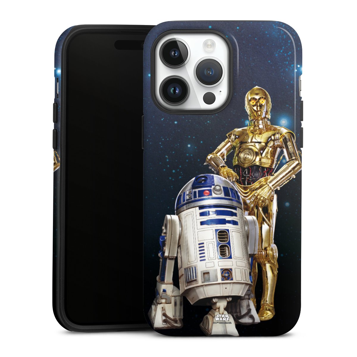 iPhone 14 Pro Max Handy Panzer Handyhülle robuste Outdoor Hülle Schutzhülle glänzend Weltall Star Wars R2d2 Tough Case