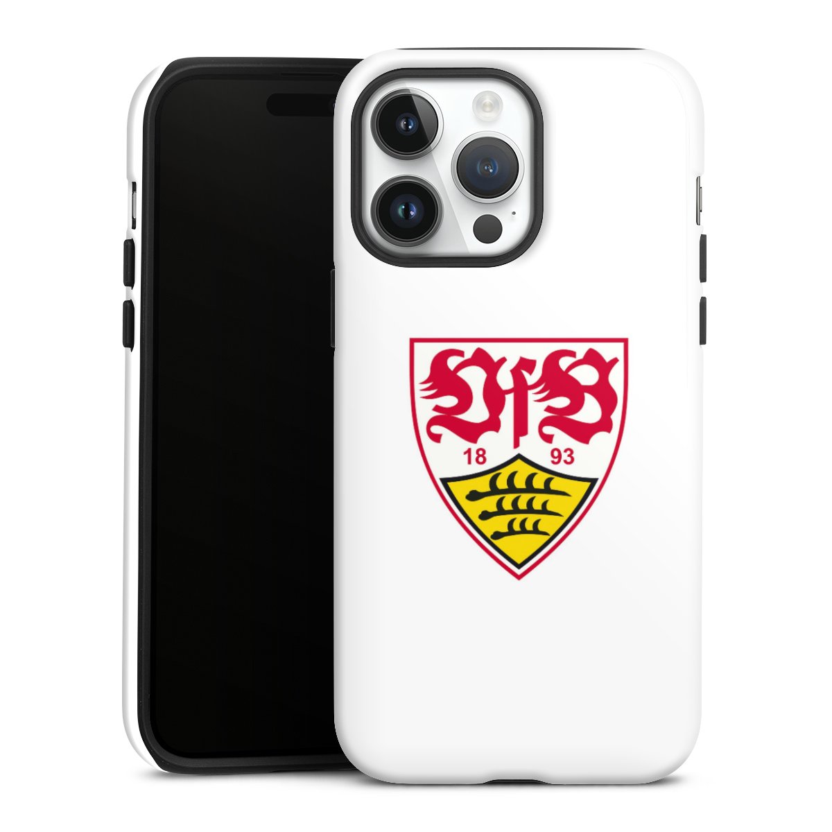 iPhone 14 Pro Max Handy Panzer Handyhülle robuste Outdoor Hülle Schutzhülle glänzend Logo Official Licensed Product Vfb Stuttgart Tough Case