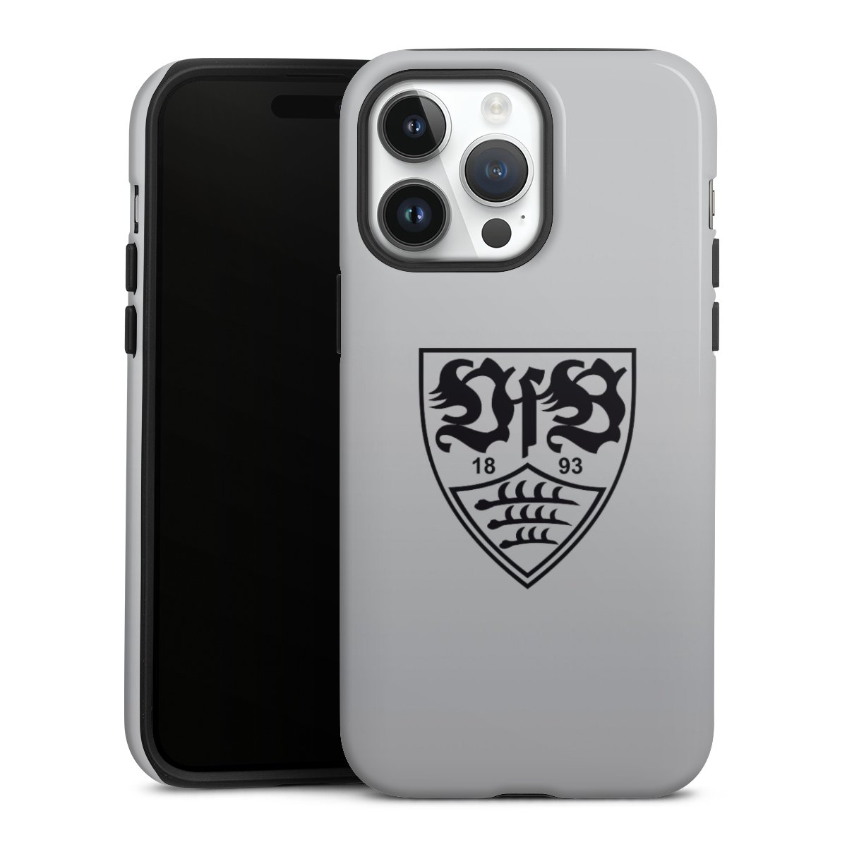 iPhone 14 Pro Max Handy Panzer Handyhülle robuste Outdoor Hülle Schutzhülle glänzend Logo Vfb Stuttgart Official Licensed Product Tough Case