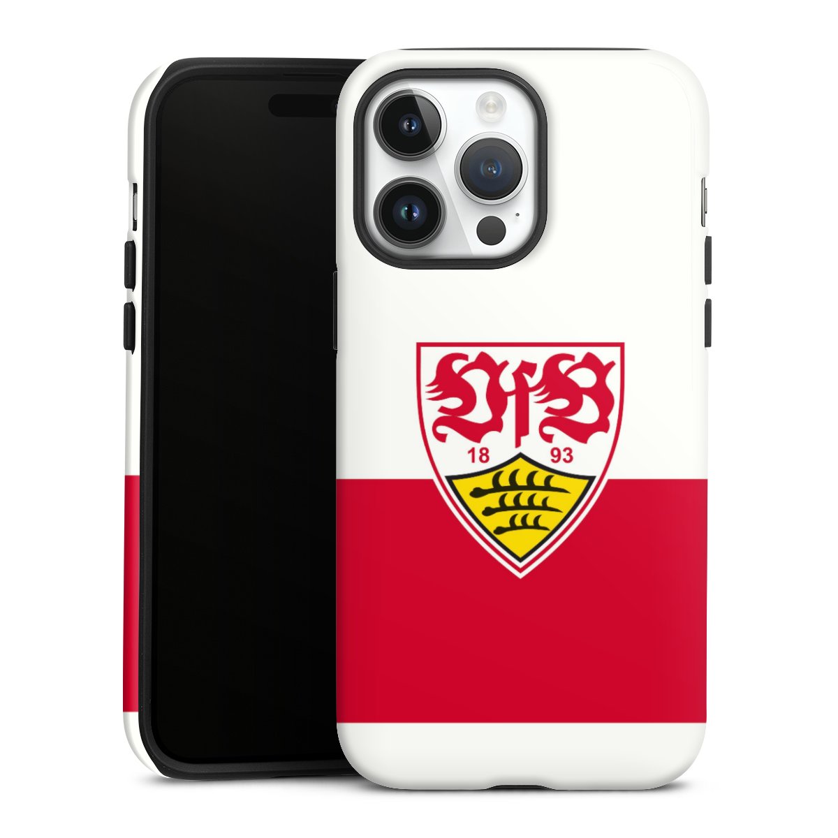 iPhone 14 Pro Max Handy Panzer Handyhülle robuste Outdoor Hülle Schutzhülle glänzend Official Licensed Product Logo Vfb Stuttgart Tough Case