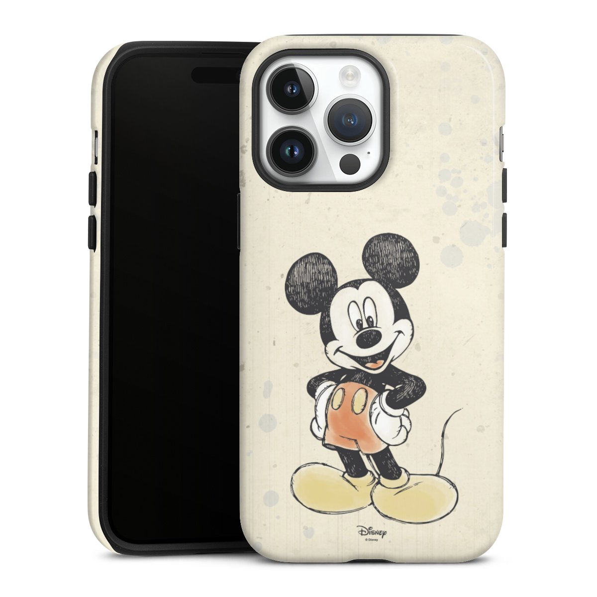 iPhone 14 Pro Max Handy Panzer Handyhülle robuste Outdoor Hülle Schutzhülle glänzend Water Colour Mickey & Minnie Mouse Official Licensed Product Tough Case