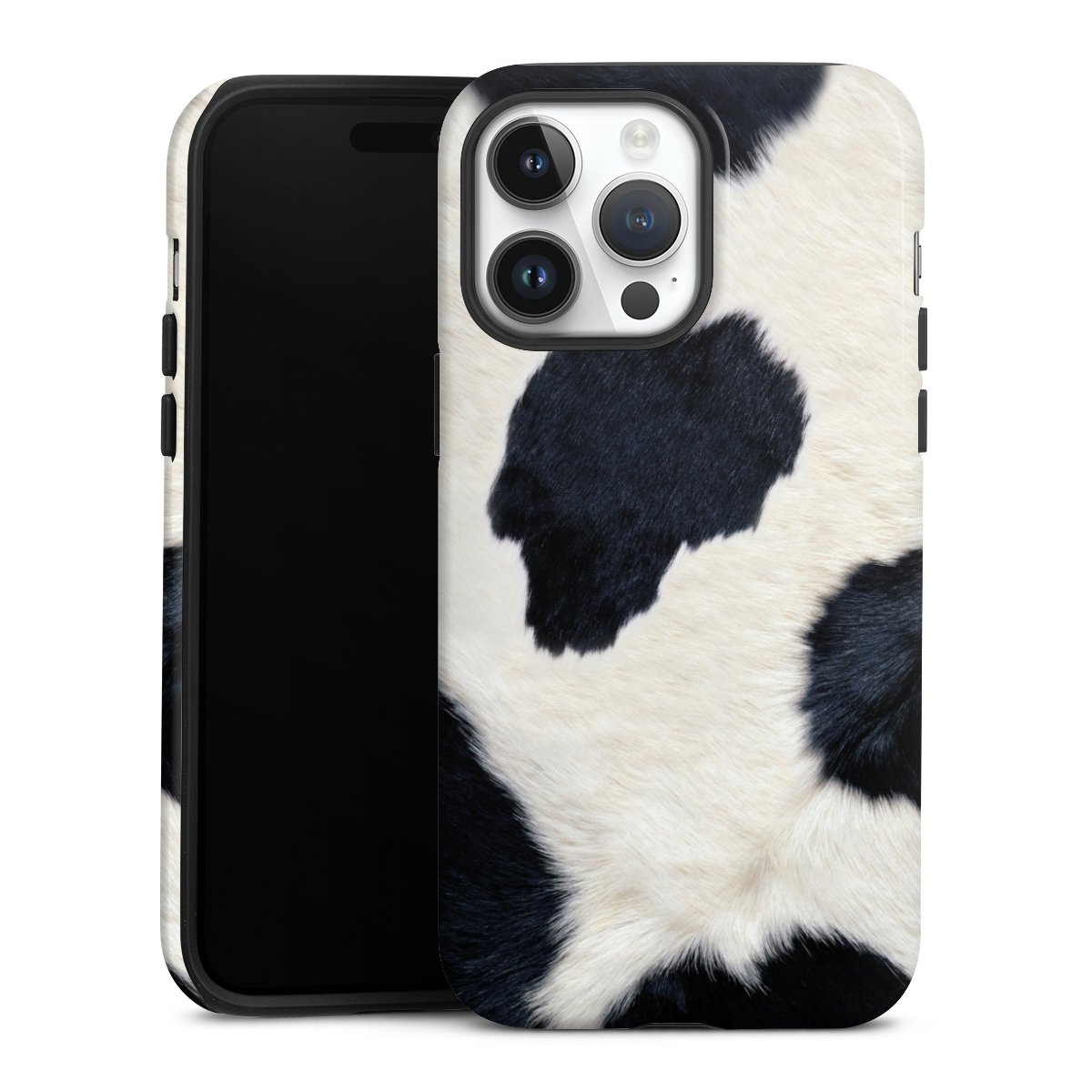 iPhone 14 Pro Max Handy Panzer Handyhülle robuste Outdoor Hülle Schutzhülle glänzend Animal Look Animal Print Cow Skin Tough Case