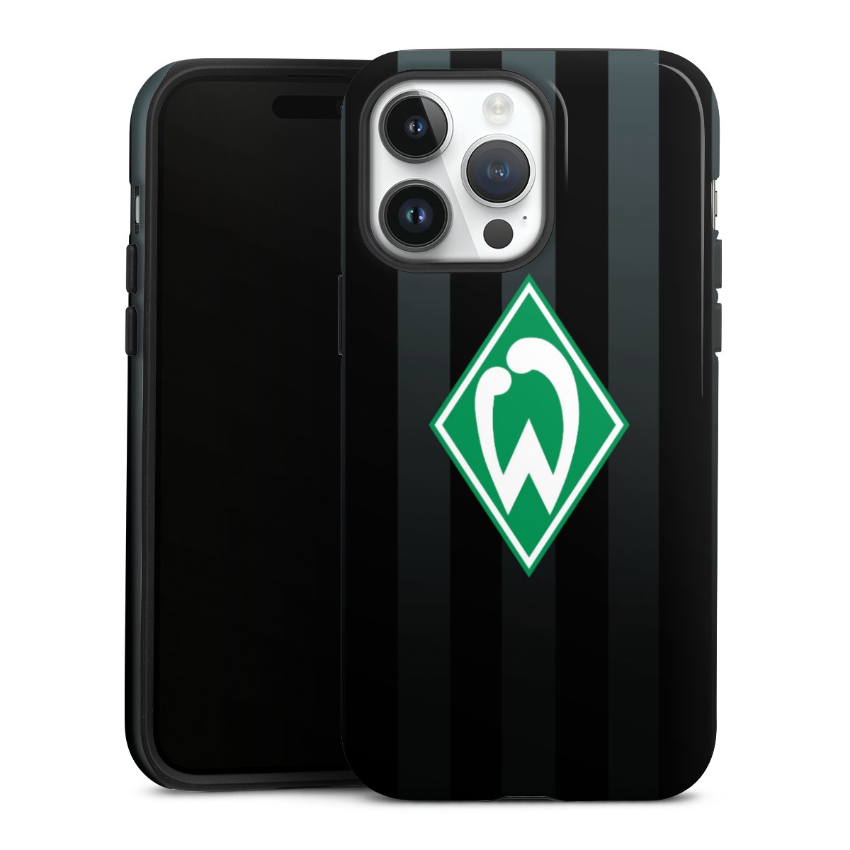 iPhone 14 Pro Max Handy Panzer Handyhülle robuste Outdoor Hülle Schutzhülle glänzend Stripes Sv Werder Bremen Official Licensed Product Tough Case