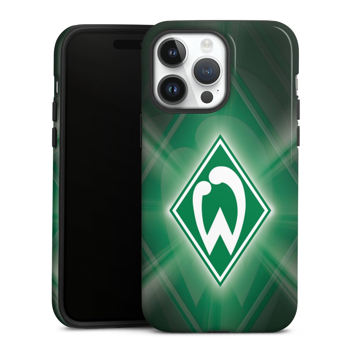 iPhone 14 Pro Max Handy Panzer Handyhülle robuste Outdoor Hülle Schutzhülle glänzend Sv Werder Bremen Official Licensed Product Coat Of Arms Tough Case