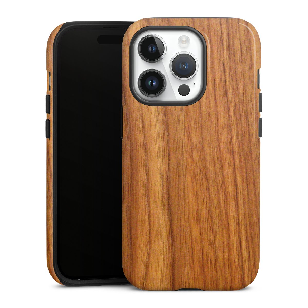 iPhone 14 Pro Handy Panzer Handyhülle robuste Outdoor Hülle Schutzhülle glänzend Wood Larch Wooden Look Tough Case