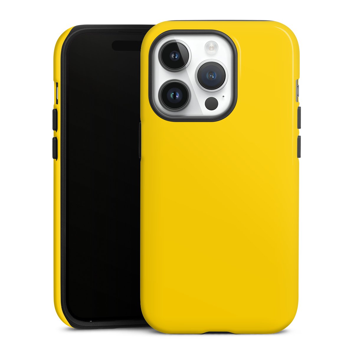 iPhone 14 Pro Handy Panzer Handyhülle robuste Outdoor Hülle Schutzhülle glänzend Yellow Unicoloured Colour Tough Case