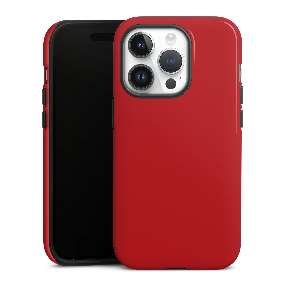 iPhone 14 Pro Handy Panzer Handyhülle robuste Outdoor Hülle Schutzhülle glänzend Colour Unicoloured Red Tough Case