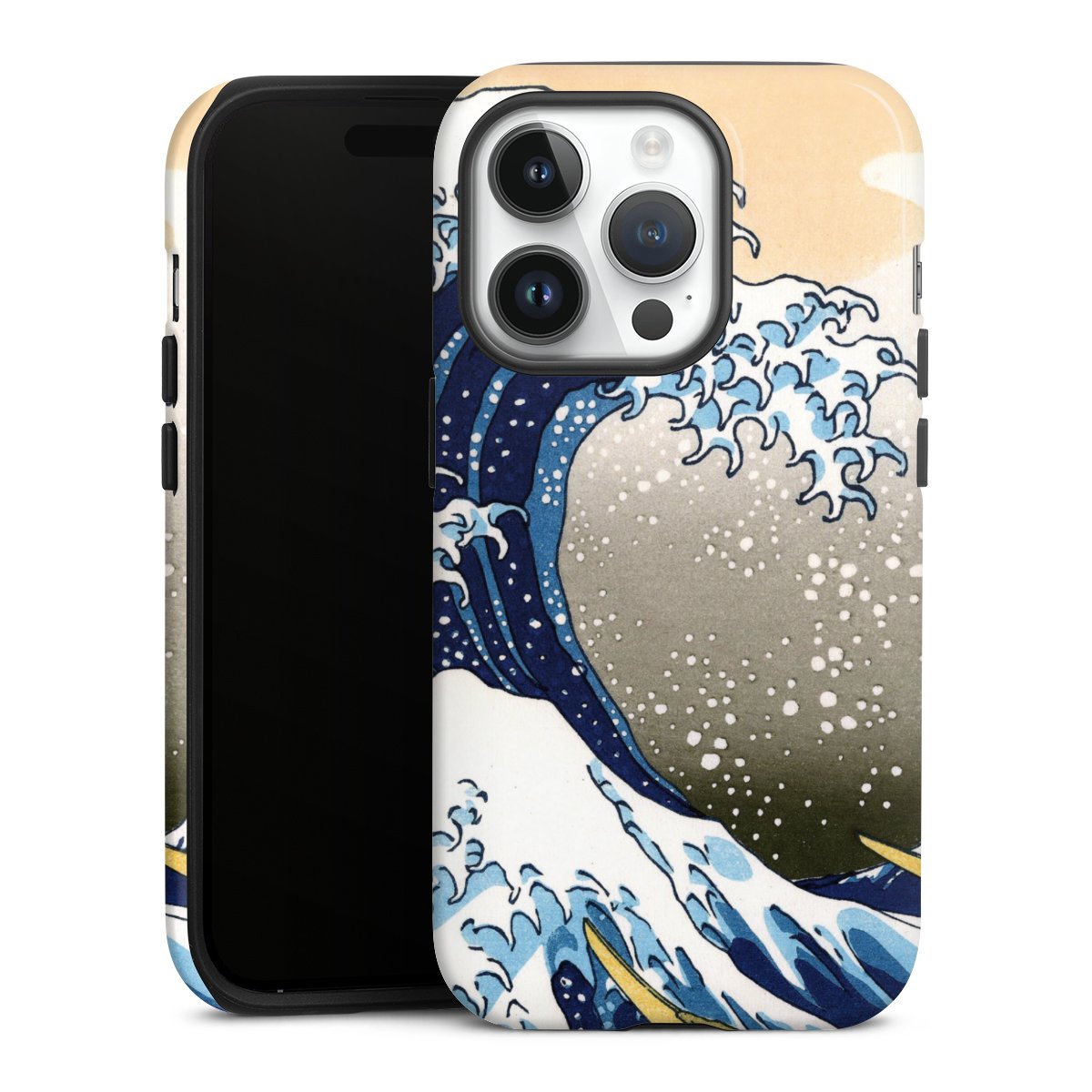 iPhone 14 Pro Handy Panzer Handyhülle robuste Outdoor Hülle Schutzhülle glänzend Kunst Katsushika Hokusai Die Große Welle Vor Kanagawa Tough Case