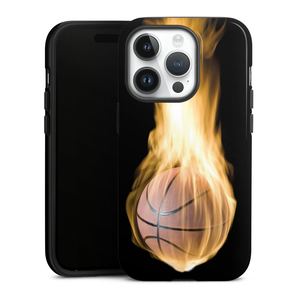 iPhone 14 Pro Handy Panzer Handyhülle robuste Outdoor Hülle Schutzhülle glänzend Basketball Sports Fire Tough Case