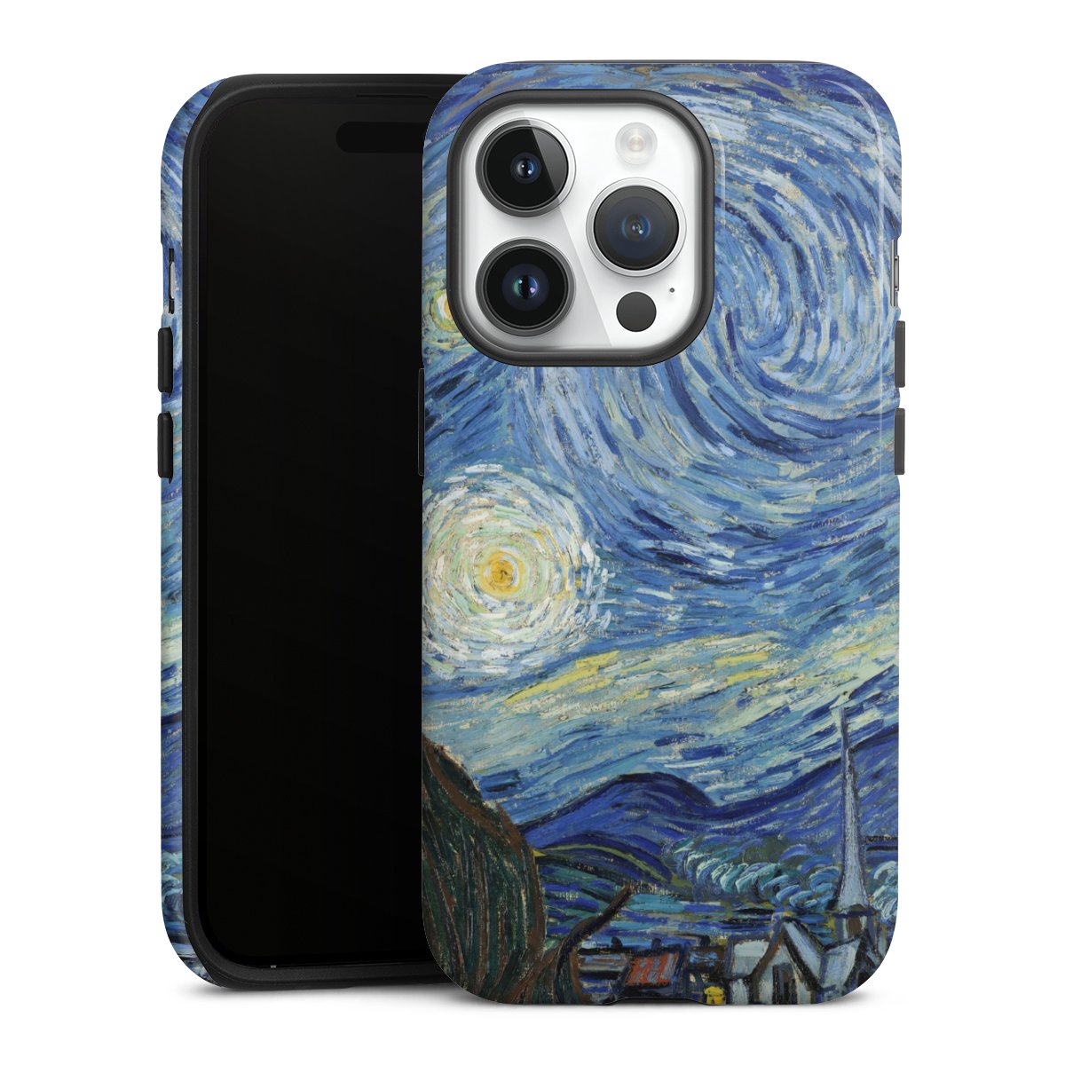 iPhone 14 Pro Handy Panzer Handyhülle robuste Outdoor Hülle Schutzhülle glänzend The Starry Night Kunst Vincent Van Gogh Tough Case