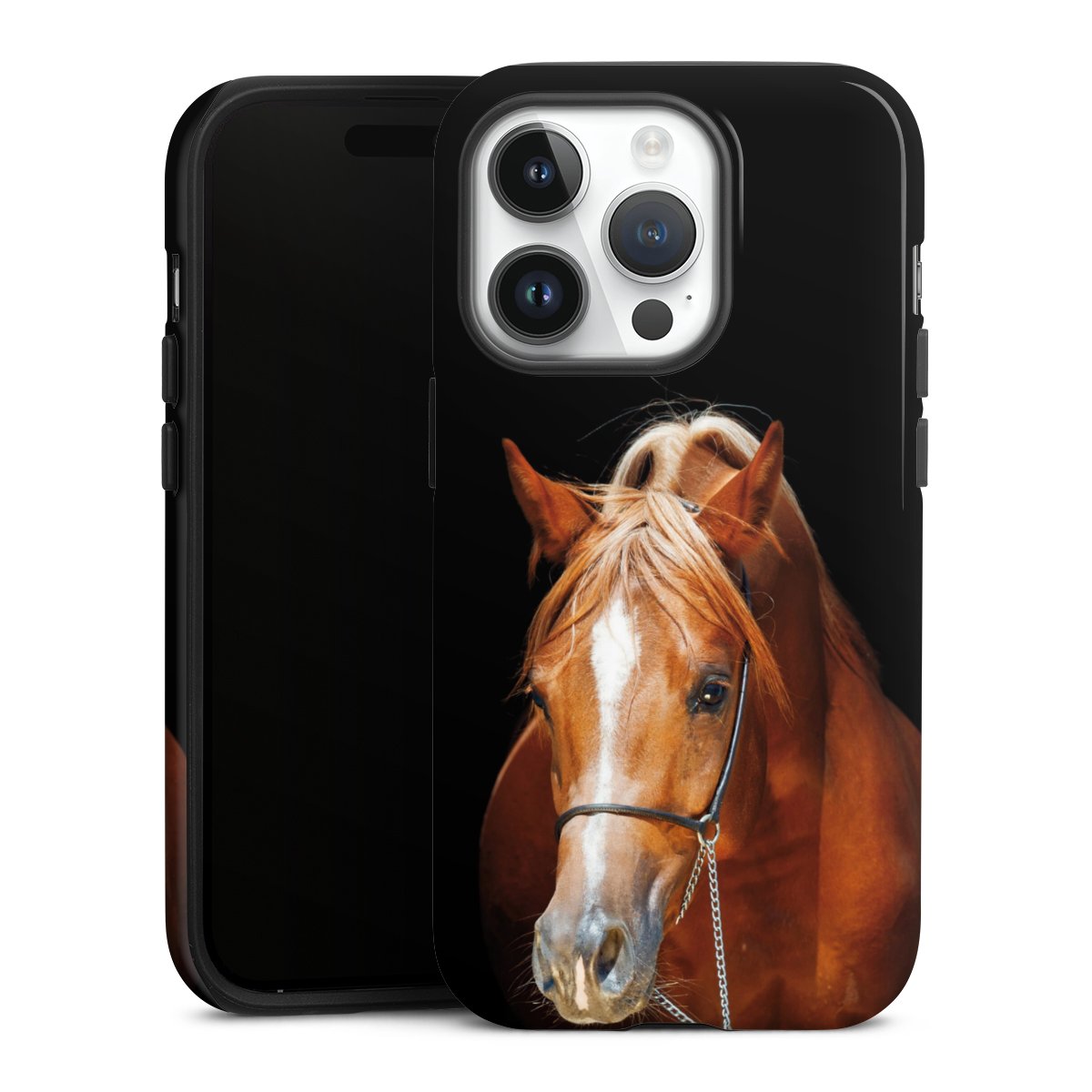 iPhone 14 Pro Handy Panzer Handyhülle robuste Outdoor Hülle Schutzhülle glänzend Mare Horse Hobby Tough Case