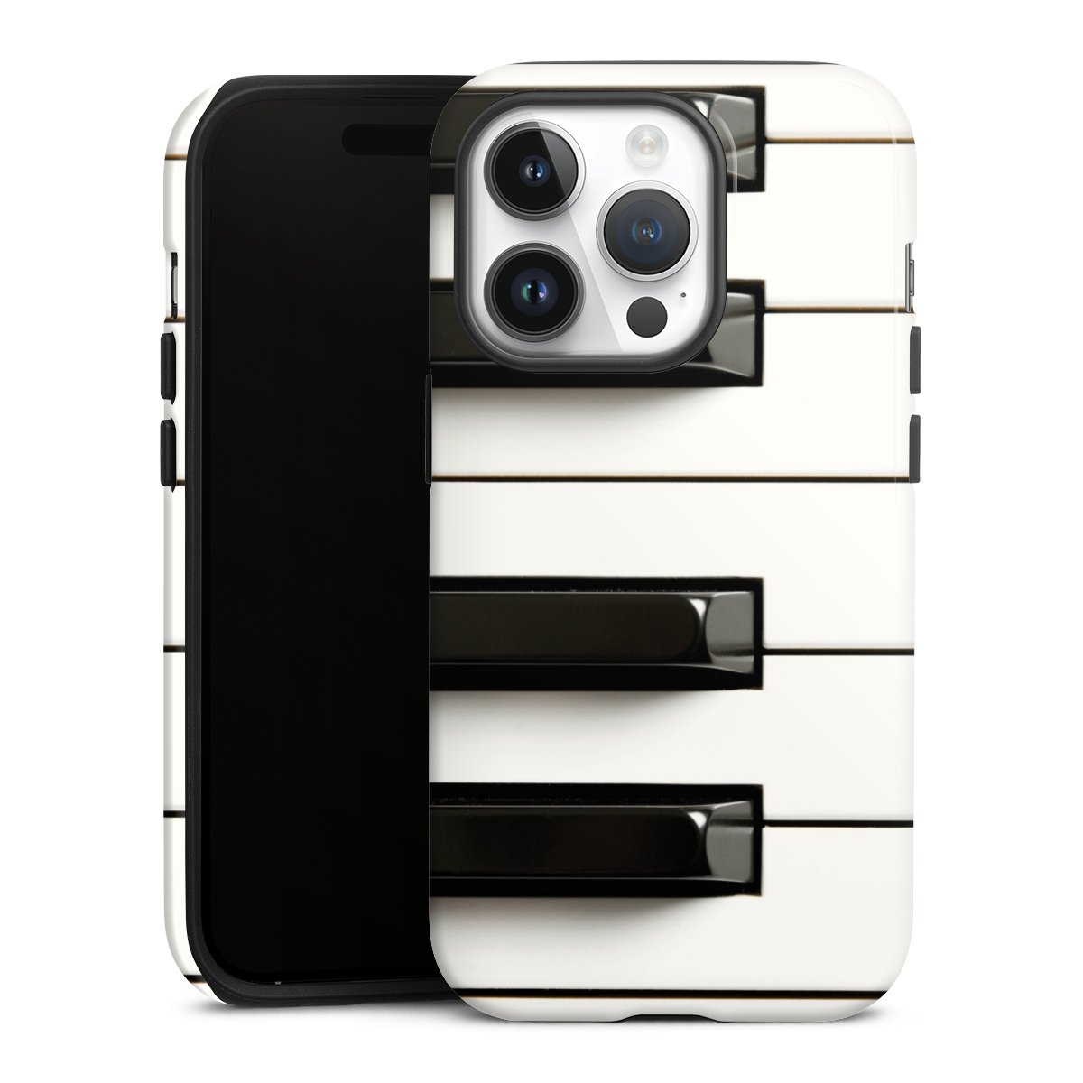 iPhone 14 Pro Handy Panzer Handyhülle robuste Outdoor Hülle Schutzhülle glänzend Klavier Piano Music Tough Case