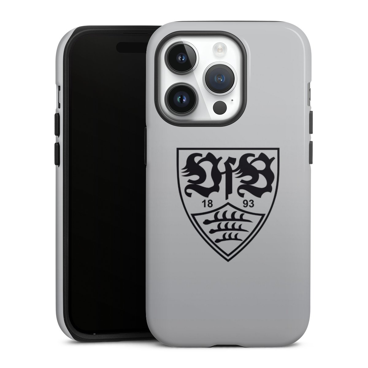 iPhone 14 Pro Handy Panzer Handyhülle robuste Outdoor Hülle Schutzhülle glänzend Logo Vfb Stuttgart Official Licensed Product Tough Case