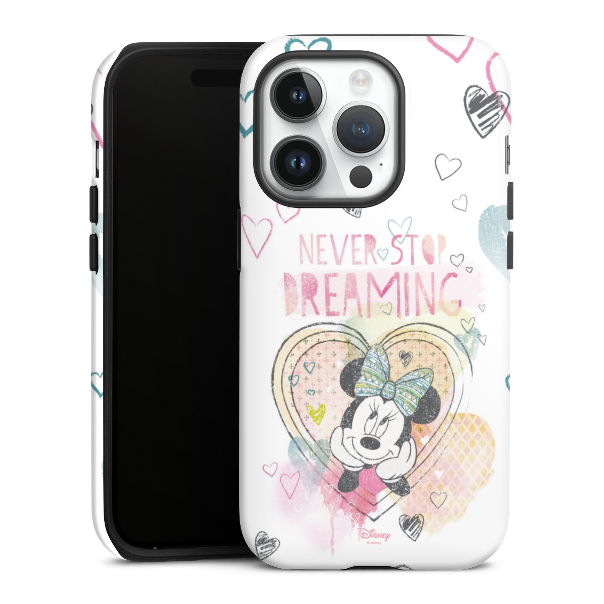 iPhone 14 Pro Handy Panzer Handyhülle robuste Outdoor Hülle Schutzhülle glänzend Disney Official Licensed Product Minnie Mouse Tough Case