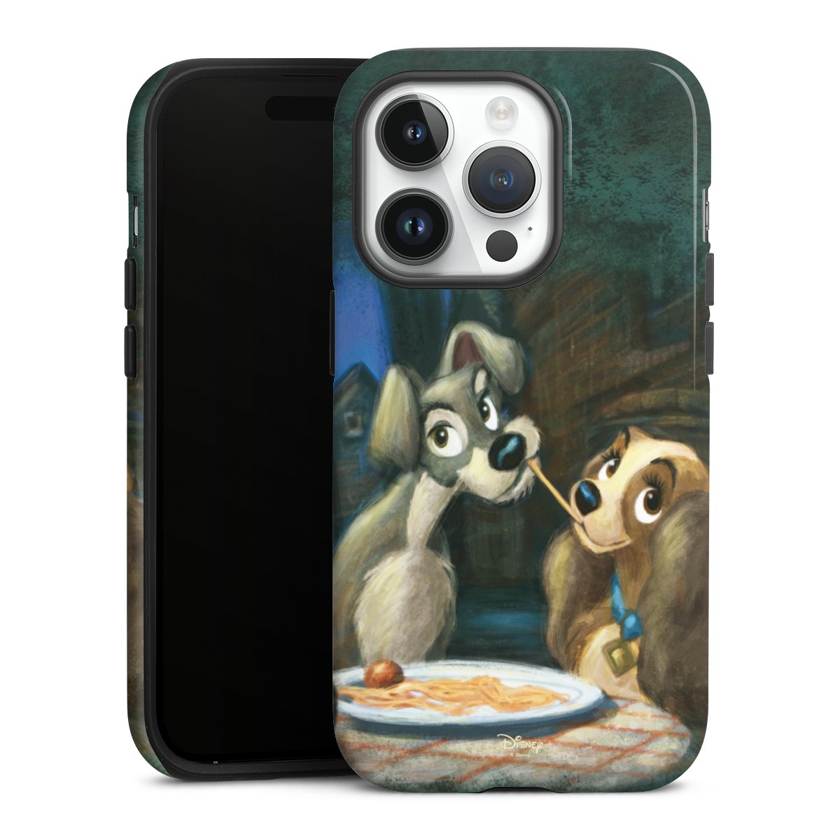 iPhone 14 Pro Handy Panzer Handyhülle robuste Outdoor Hülle Schutzhülle glänzend Lady And The Tramp Official Licensed Product Disney Tough Case