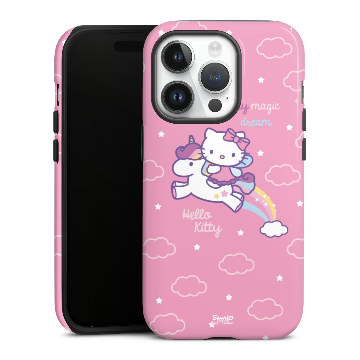 iPhone 14 Pro Handy Panzer Handyhülle robuste Outdoor Hülle Schutzhülle glänzend Einhorn Official Licensed Product Hello Kitty Tough Case