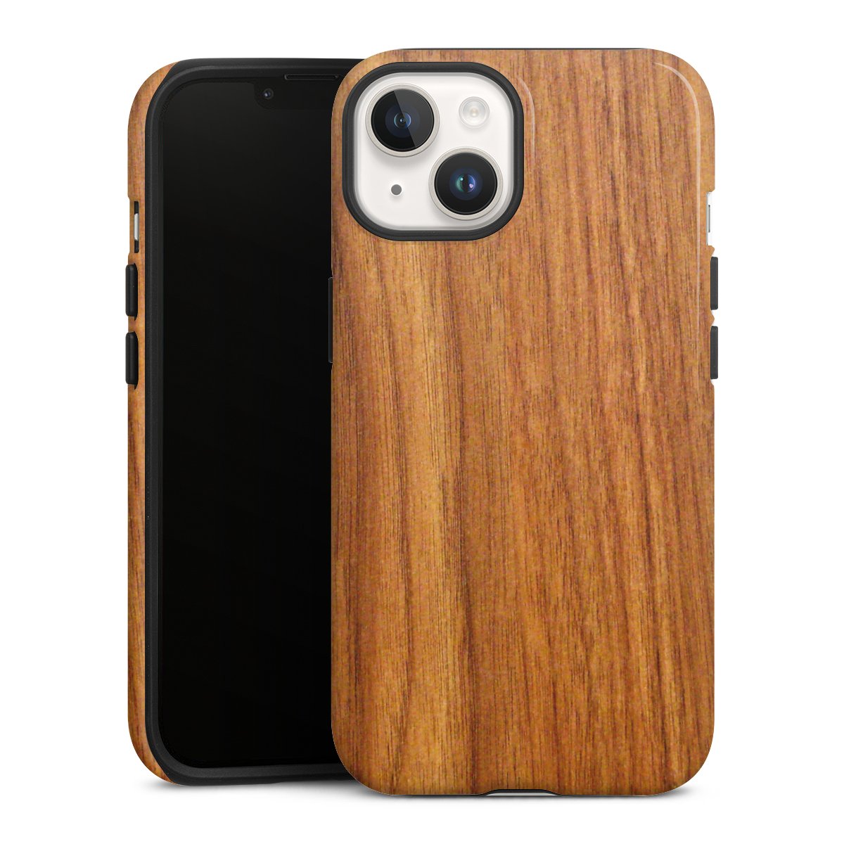 iPhone 14 Handy Panzer Handyhülle robuste Outdoor Hülle Schutzhülle glänzend Wood Larch Wooden Look Tough Case