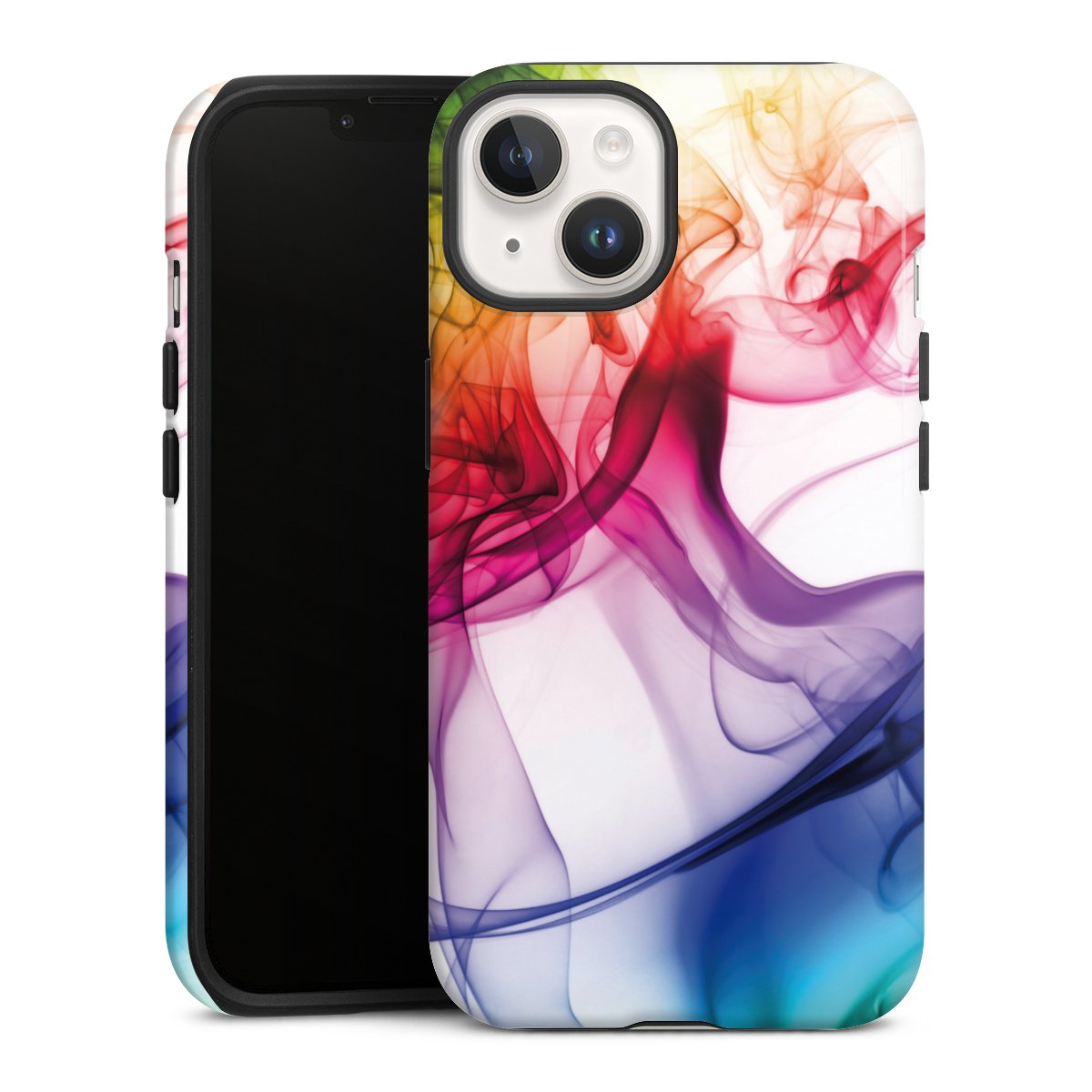 iPhone 14 Handy Panzer Handyhülle robuste Outdoor Hülle Schutzhülle glänzend Water Colour Rainbow Tough Case